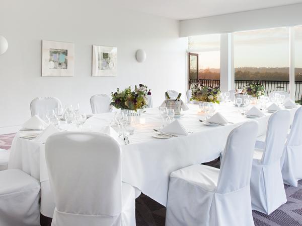 Elegant dining setup at Riverside 4, Crowne Plaza Marlow for corporate events and celebrations.