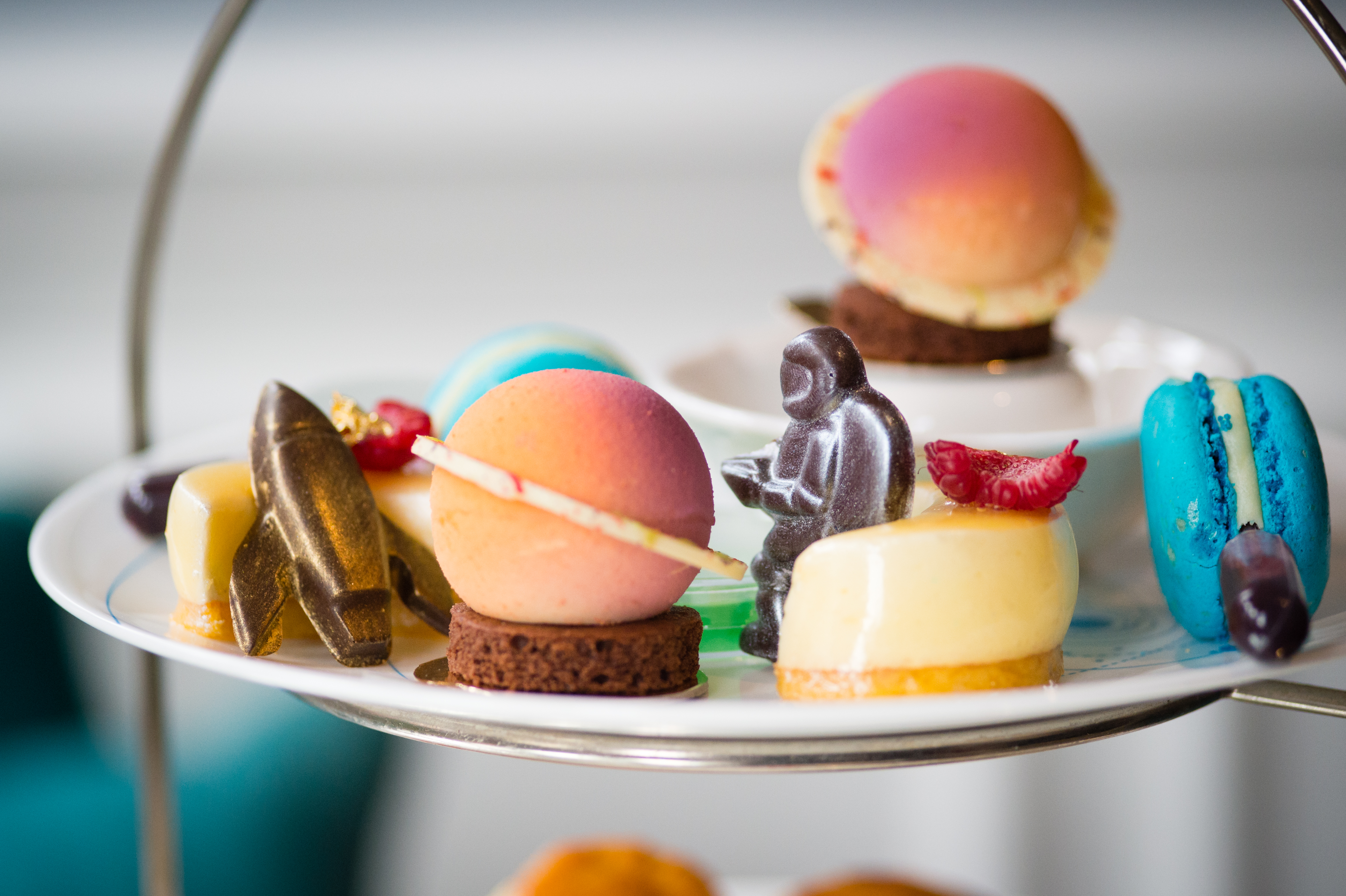 Elegant gourmet pastries in The Wine Room at The Ampersand Hotel for upscale events.