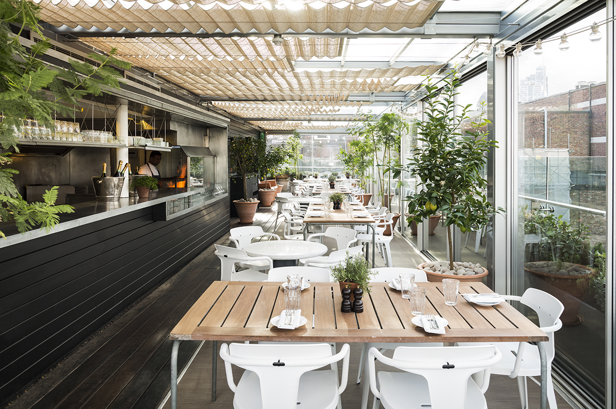 Stylish Boundary Rooftop dining space in London for events and meetings.