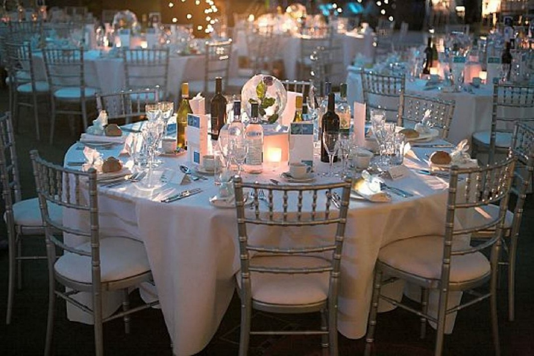Elegant banquet table in Lloyd's Banqueting Suite for weddings and formal events.