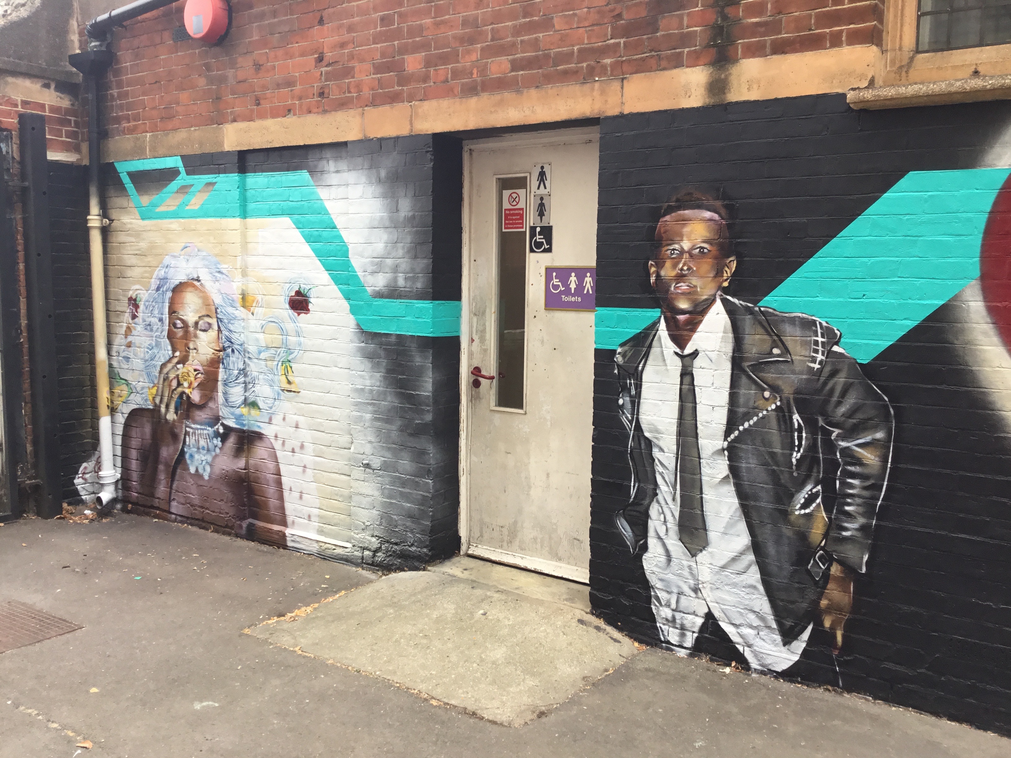 Vibrant mural backdrop at The Midi Music Company for creative events and gatherings.