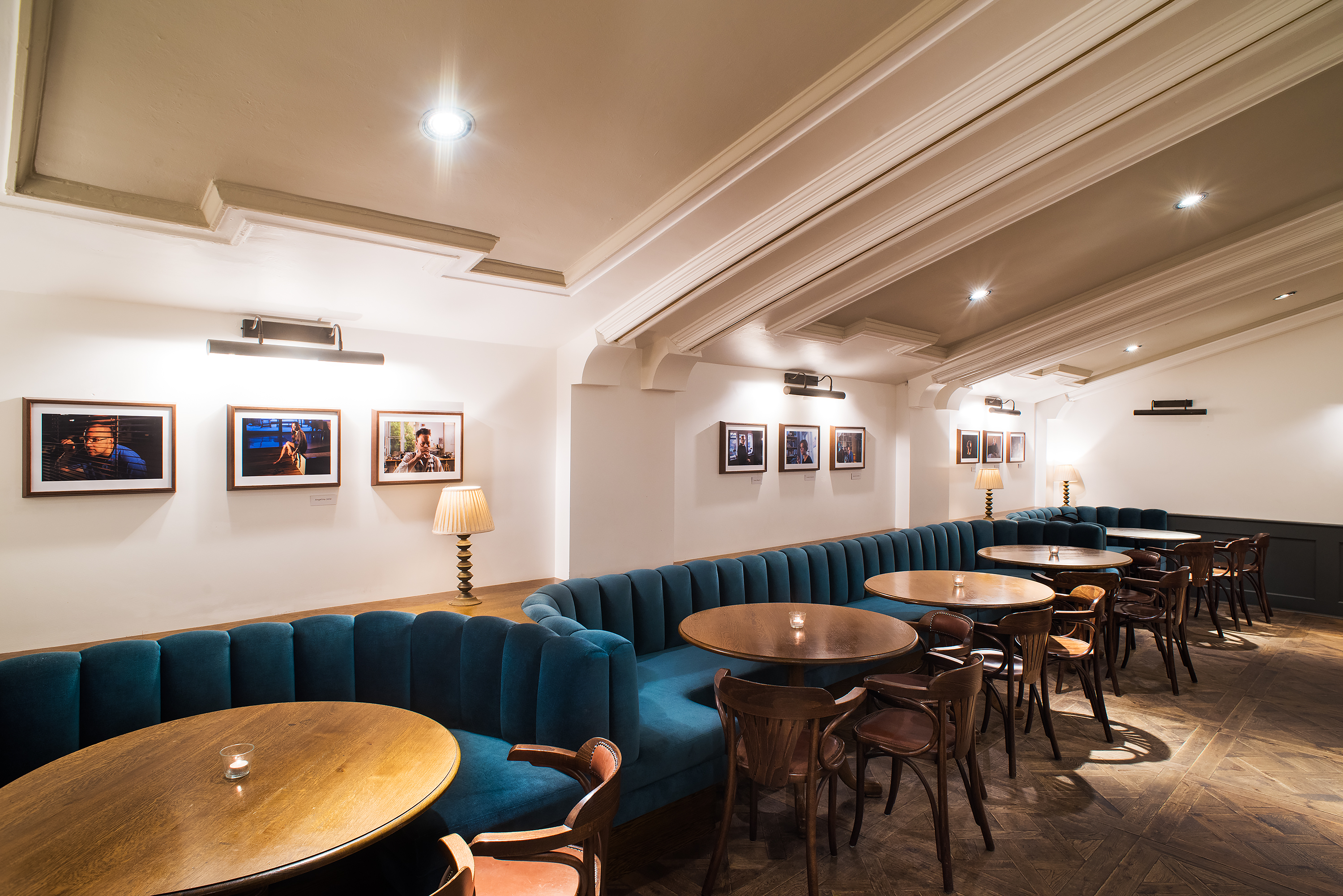 Stylish bar in The Castle Cinema with cozy seating for events and gatherings.