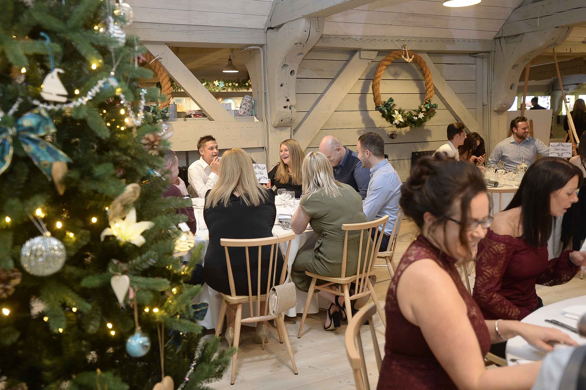 Festive dining setup at The Commissioner's House for corporate holiday events.