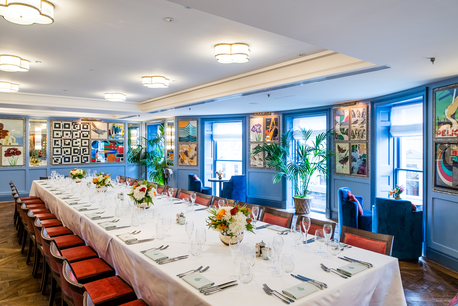 Elegant dining table in The Baldwin Room, perfect for corporate dinners and gatherings.