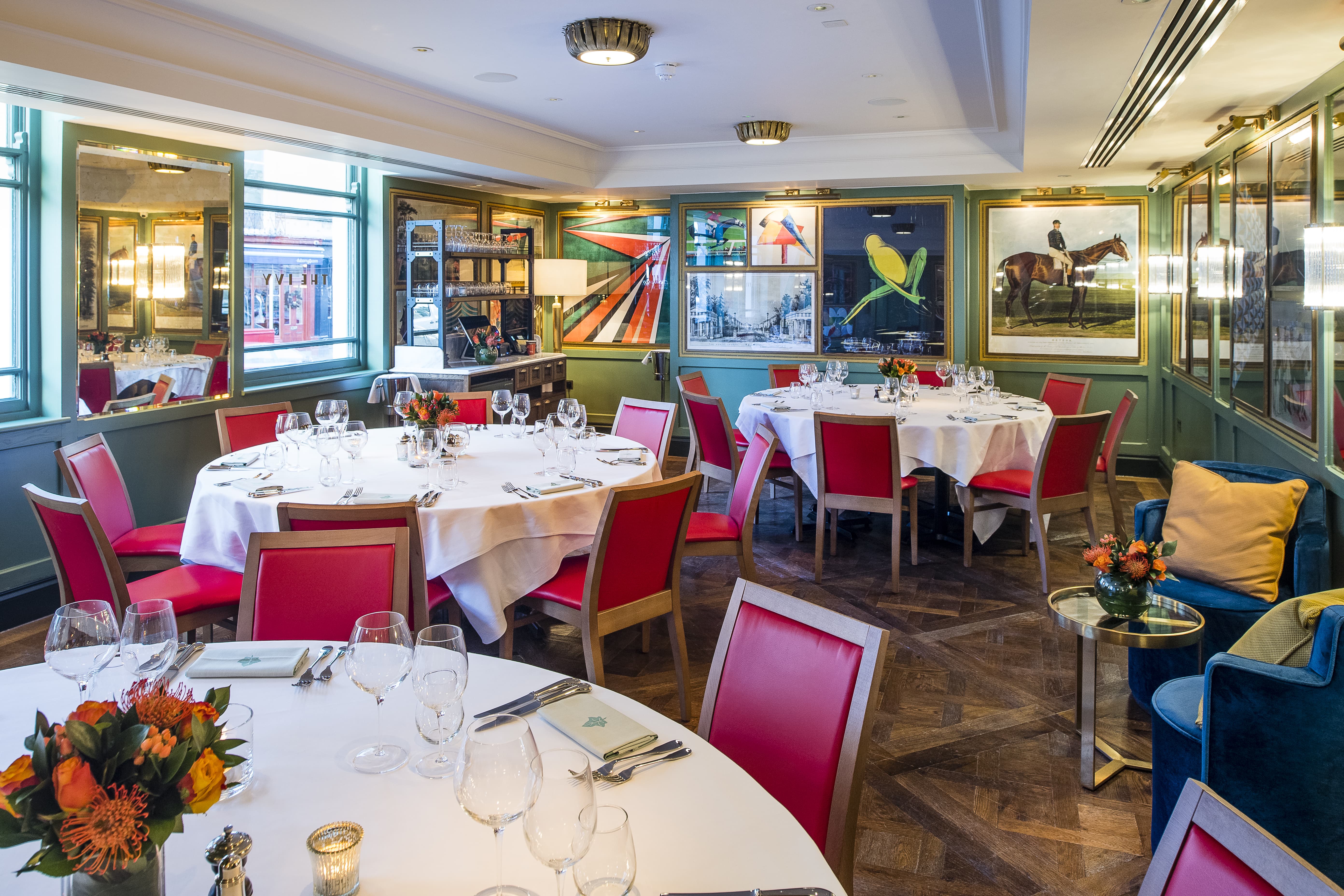 Elegant dining space in The Ivy Montpellier Brasserie, ideal for intimate events and meetings.