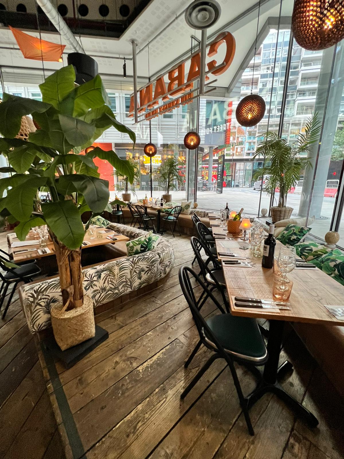 Stylish dining space at The Rio Restaurant, perfect for events and meetings in Covent Garden.