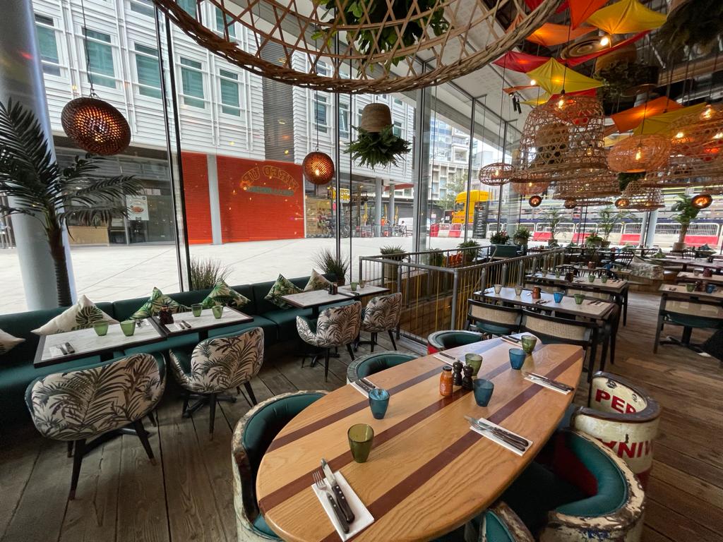 Vibrant Rio Restaurant in Covent Garden, ideal for meetings and events with stylish decor.