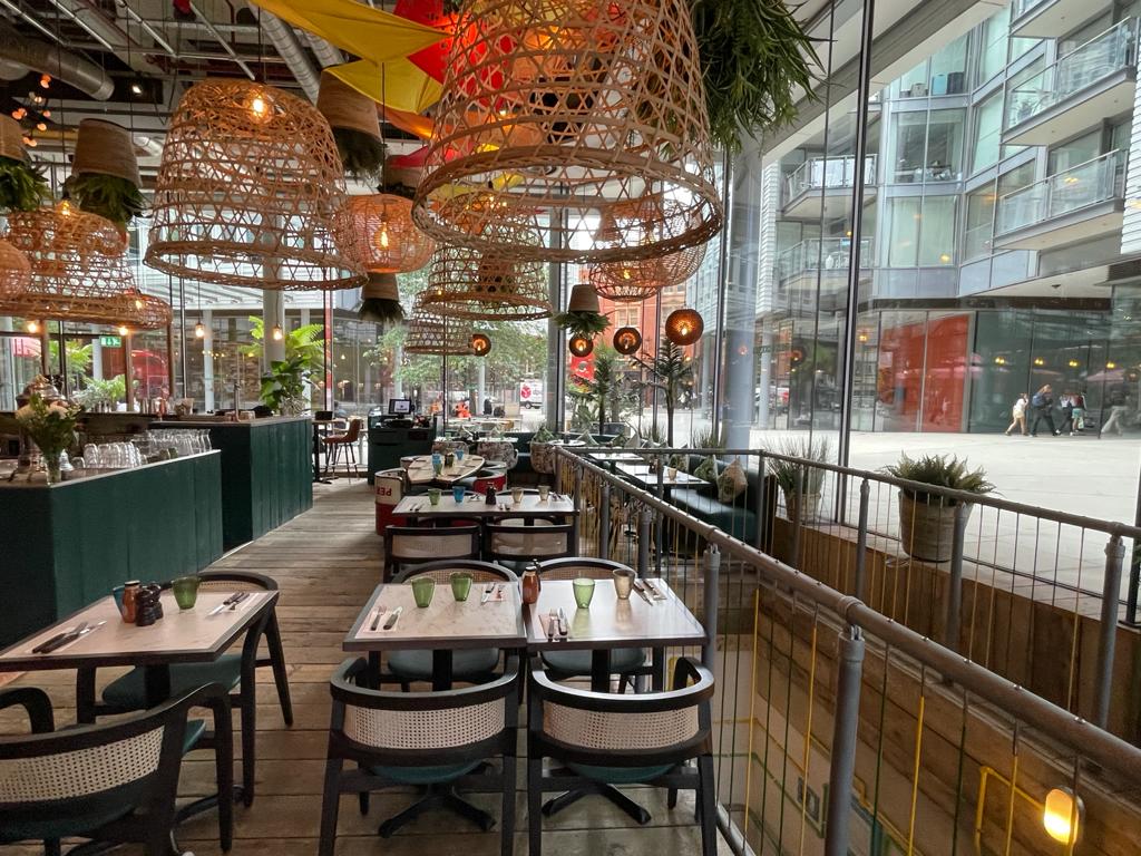 Vibrant dining space at The Rio Restaurant, perfect for networking events and casual meetings.