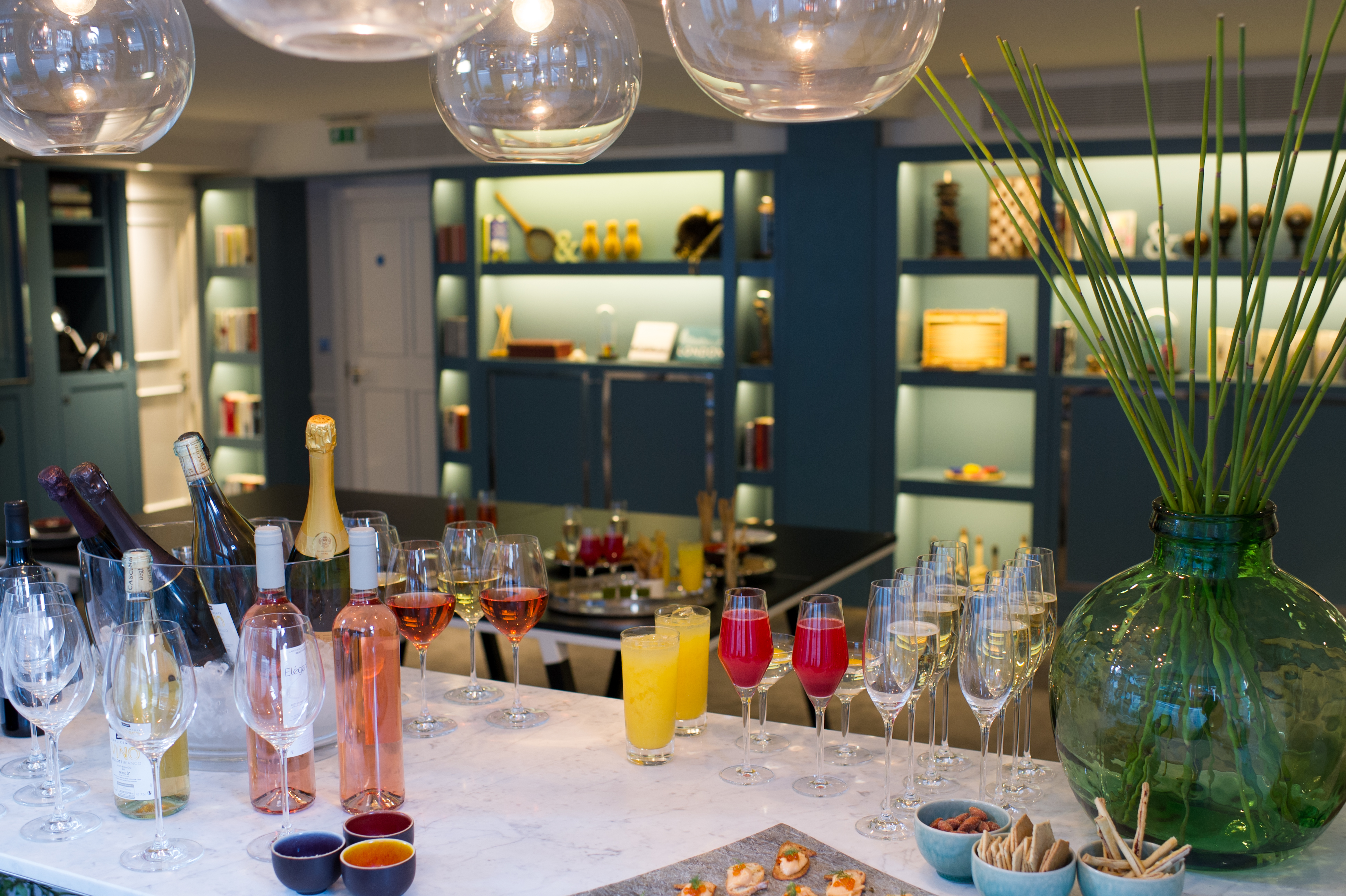 Elegant bar setup in The Ampersand Hotel's Games Room for networking events.
