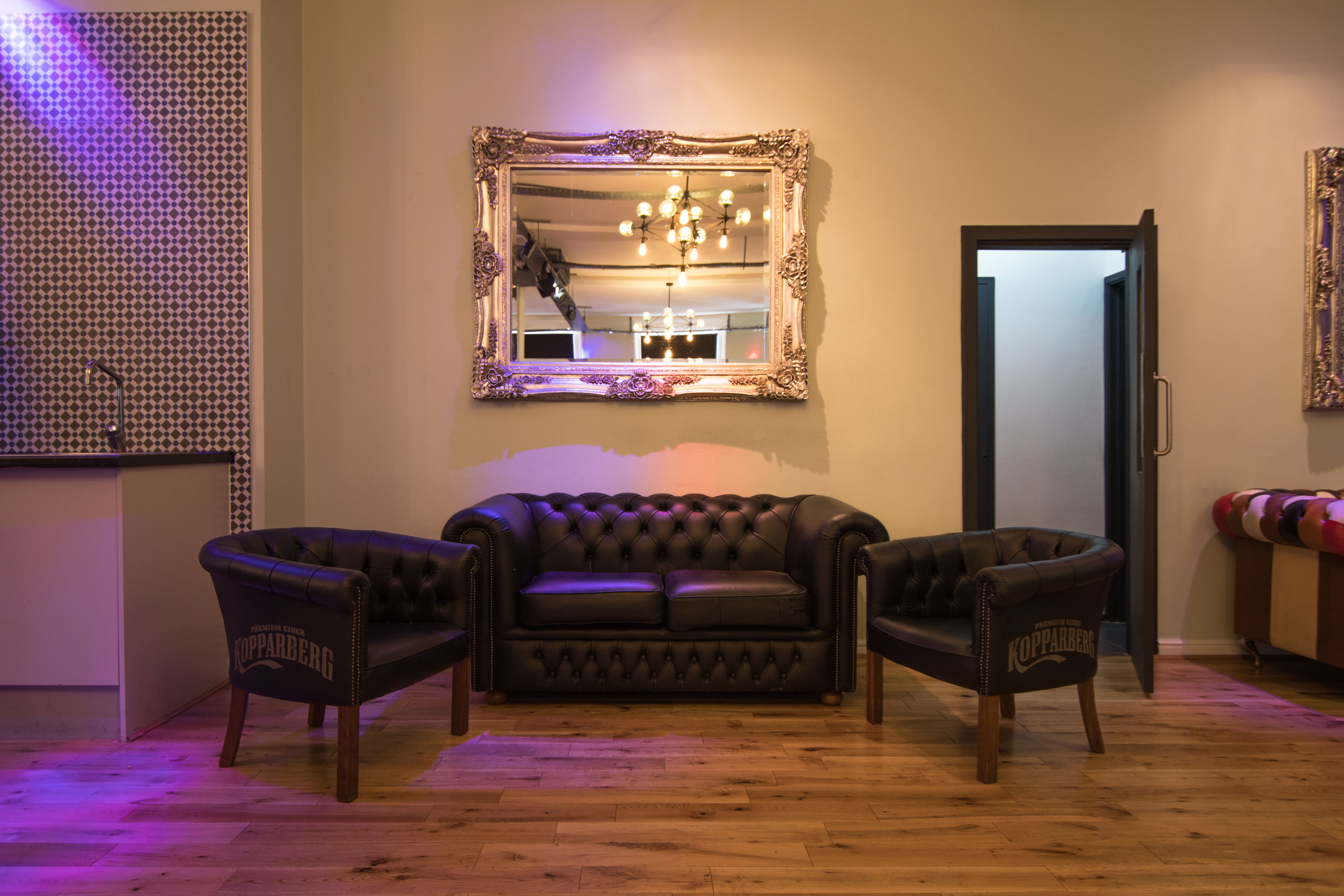 Stylish lounge in Sink Pong Shoreditch, ideal for networking events and meetings.