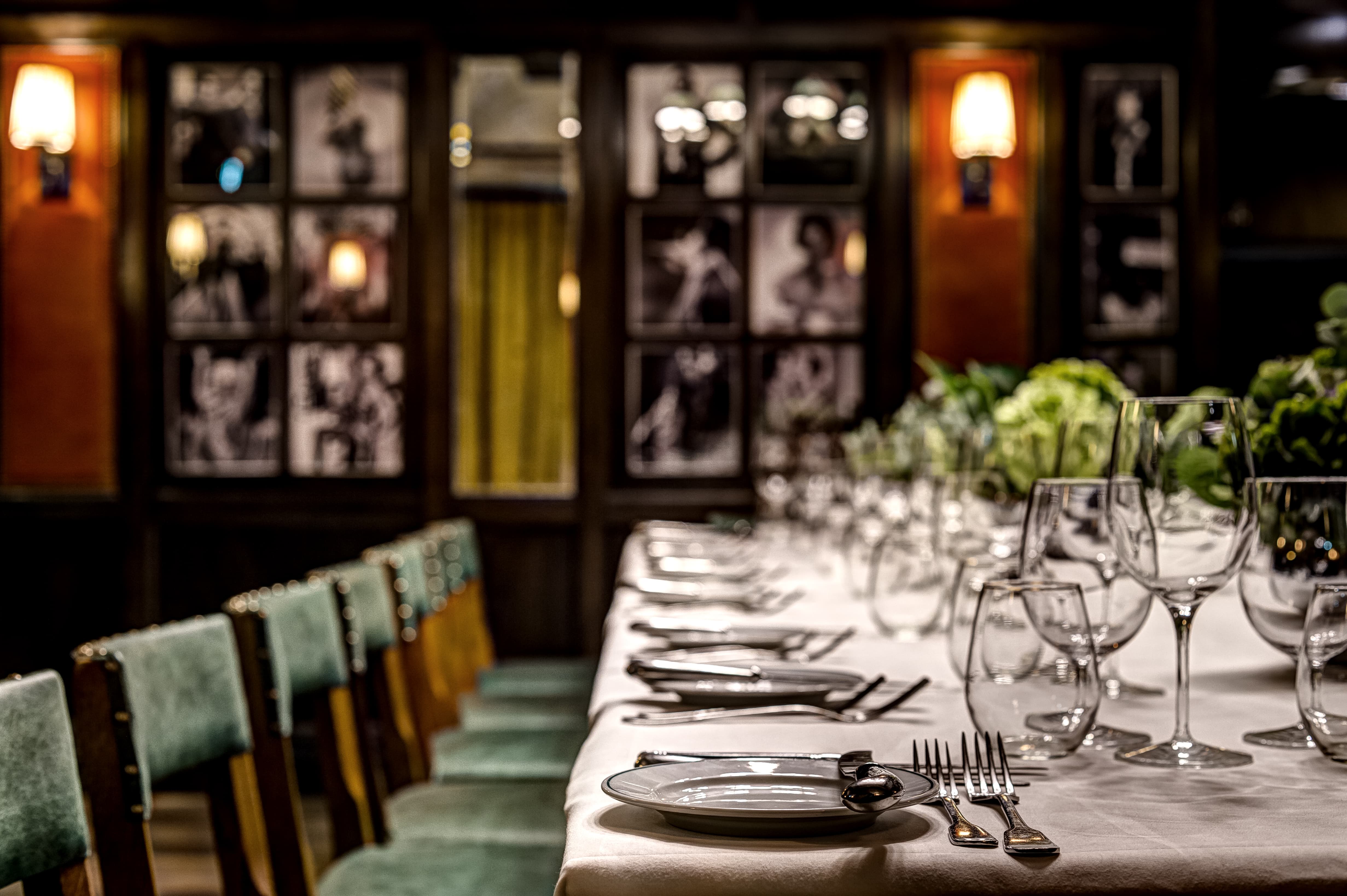 Elegant dining table in The Galatea Room, perfect for upscale events and corporate dinners.