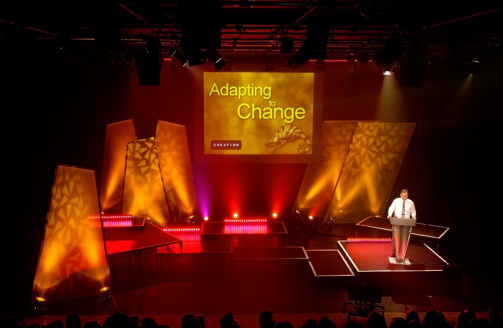 Dynamic event stage at Patrick Studio, Birmingham Hippodrome for impactful presentations.