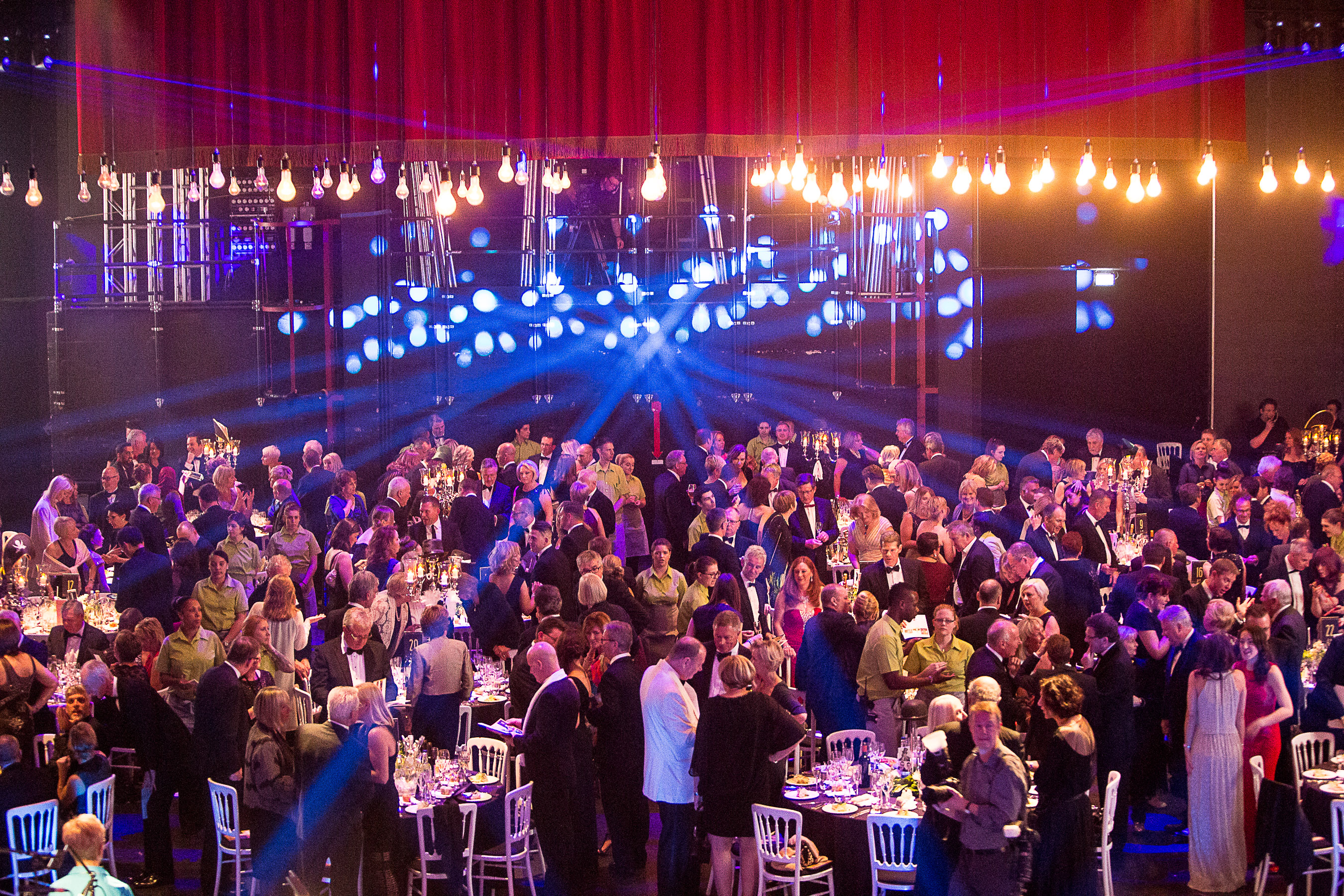 Birmingham Hippodrome auditorium gala with elegant lighting and festive ambiance.