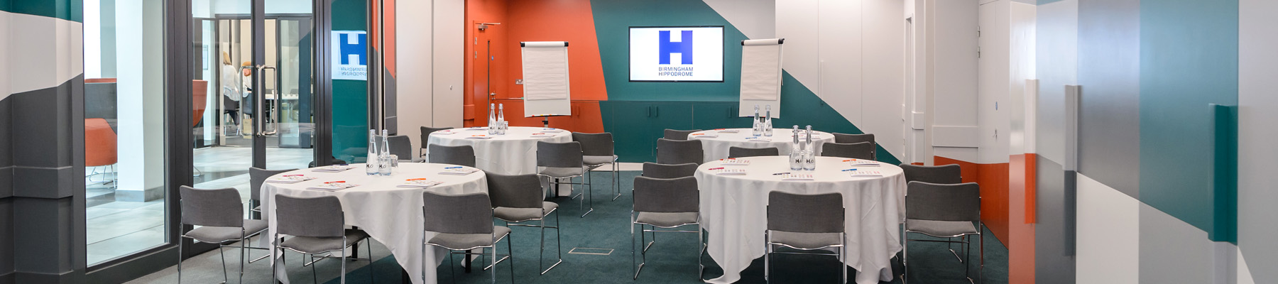 PwC Suite at Birmingham Hippodrome: vibrant meeting space for workshops and presentations.
