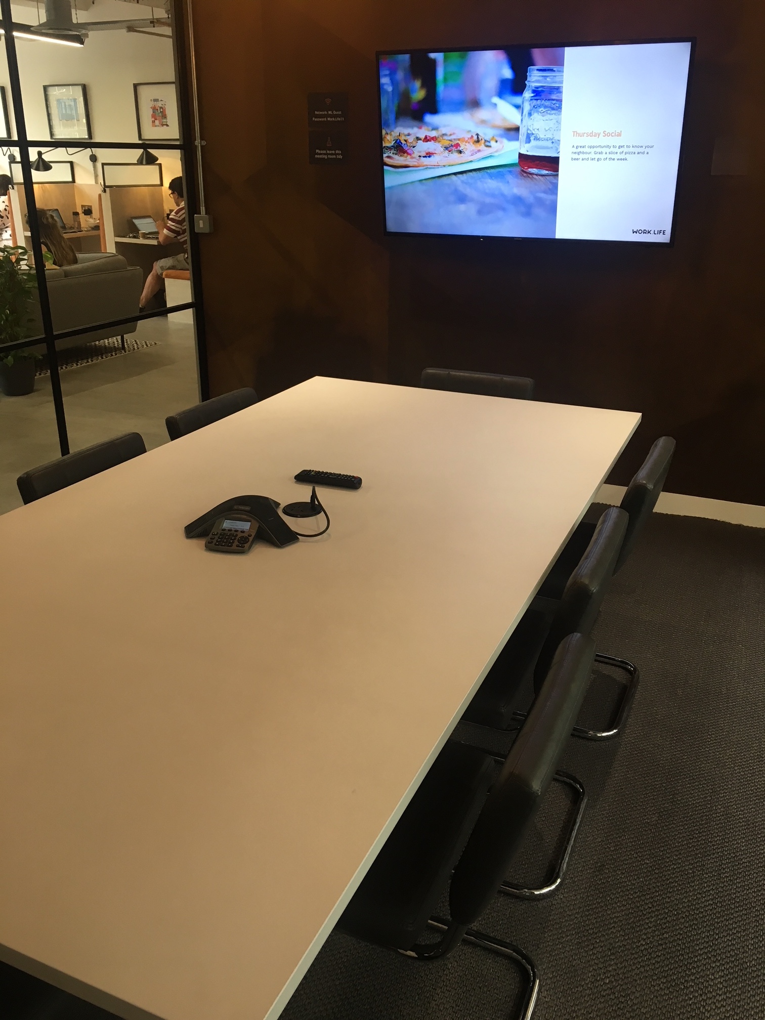 Modern conference table in The Cube, Work.Life Bermondsey, ideal for meetings and collaboration.