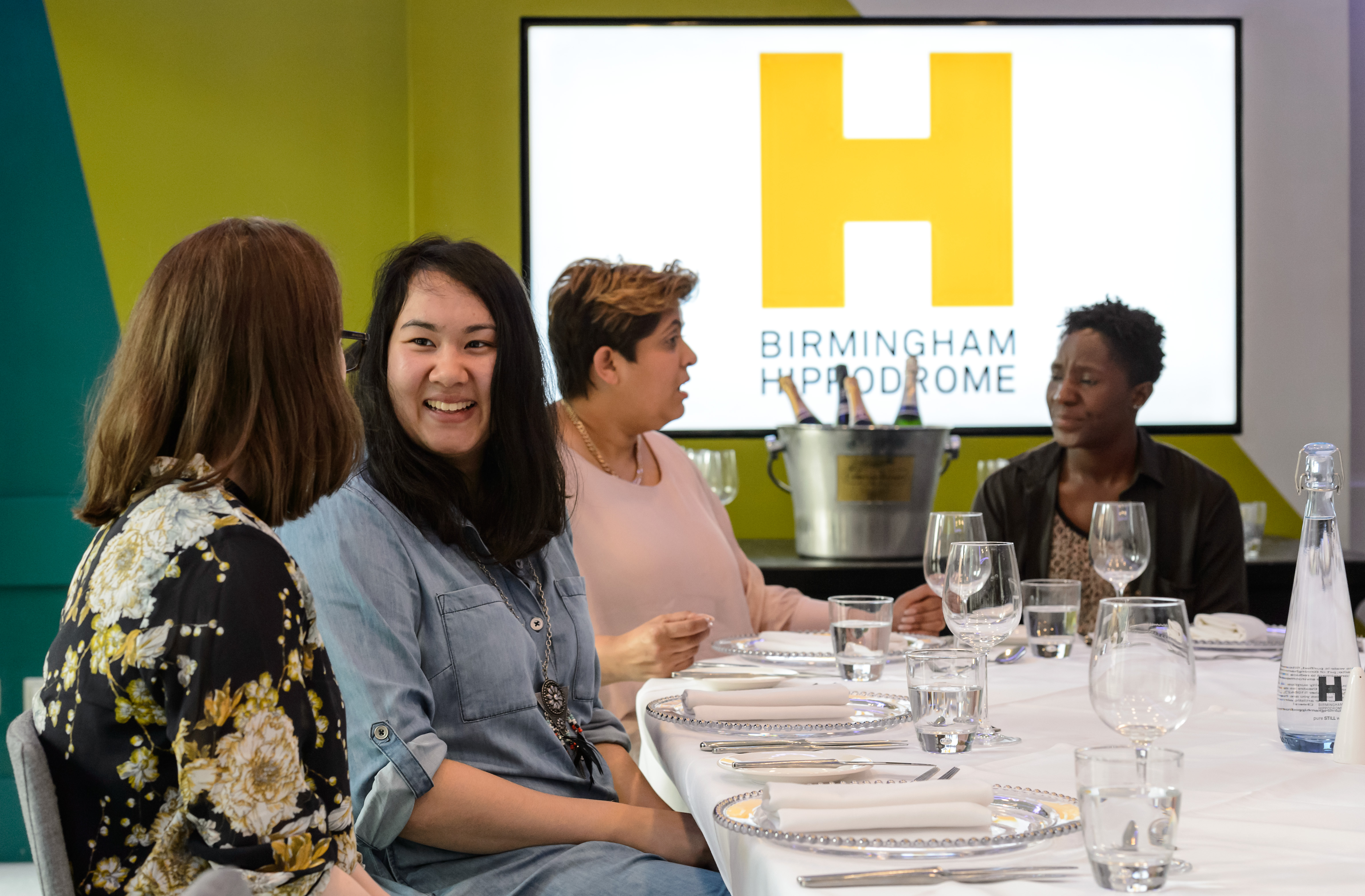 Gowling WLG Suite, Birmingham Hippodrome meeting setup with elegant decor for networking events.