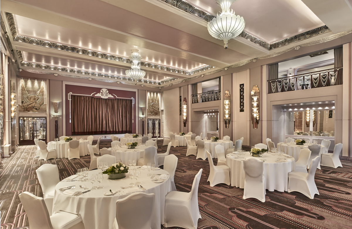 Elegant ballroom at Sheraton Grand London, perfect for corporate events and celebrations.