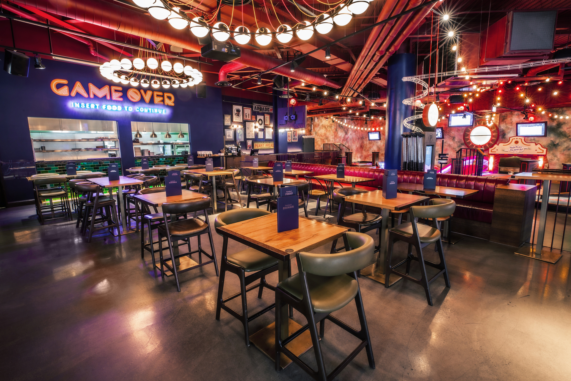 Vibrant event space at Puttshack White City for networking and team-building activities.