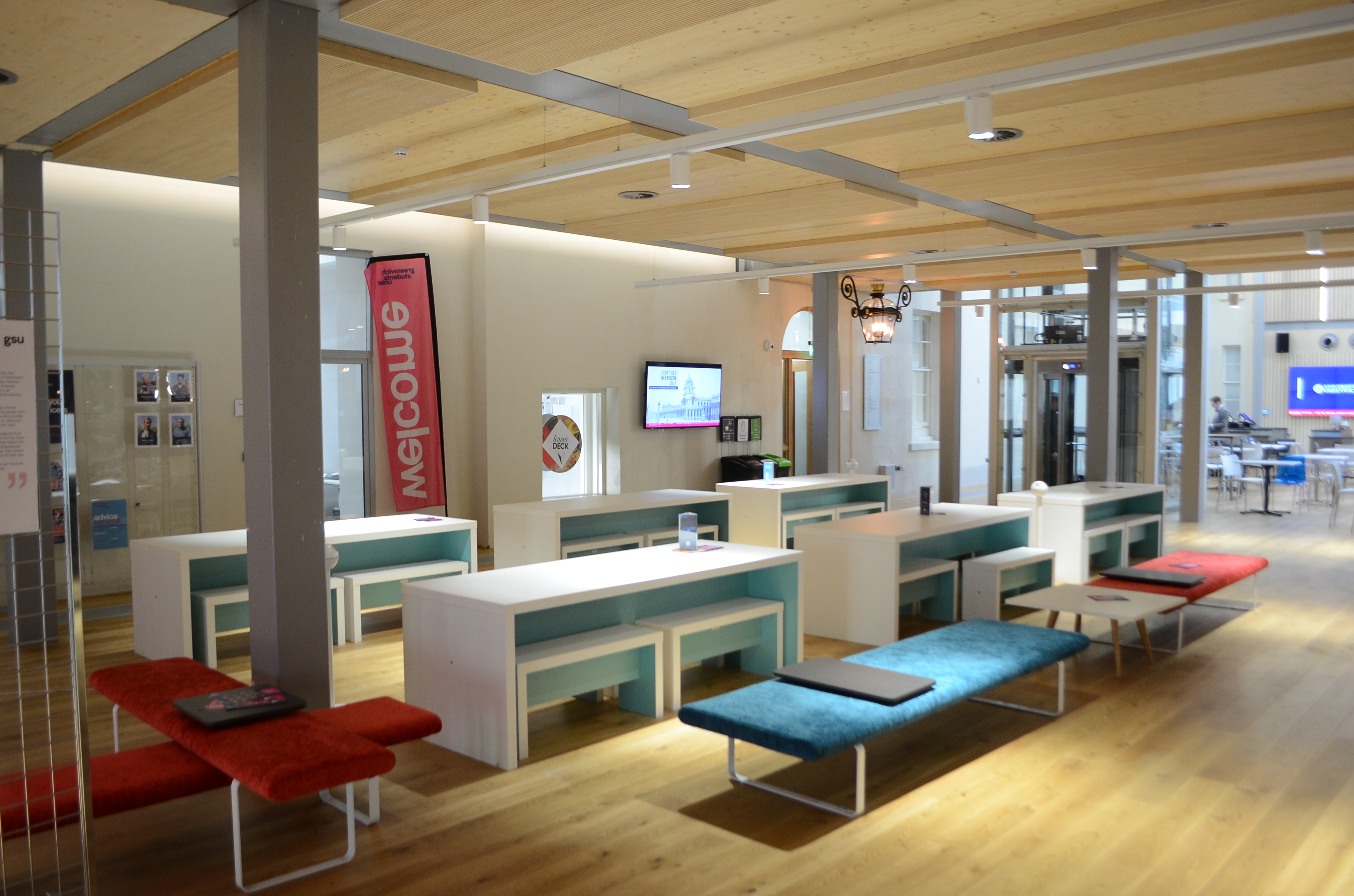 Modern event space in Dreadnought with natural light, ideal for workshops and networking.