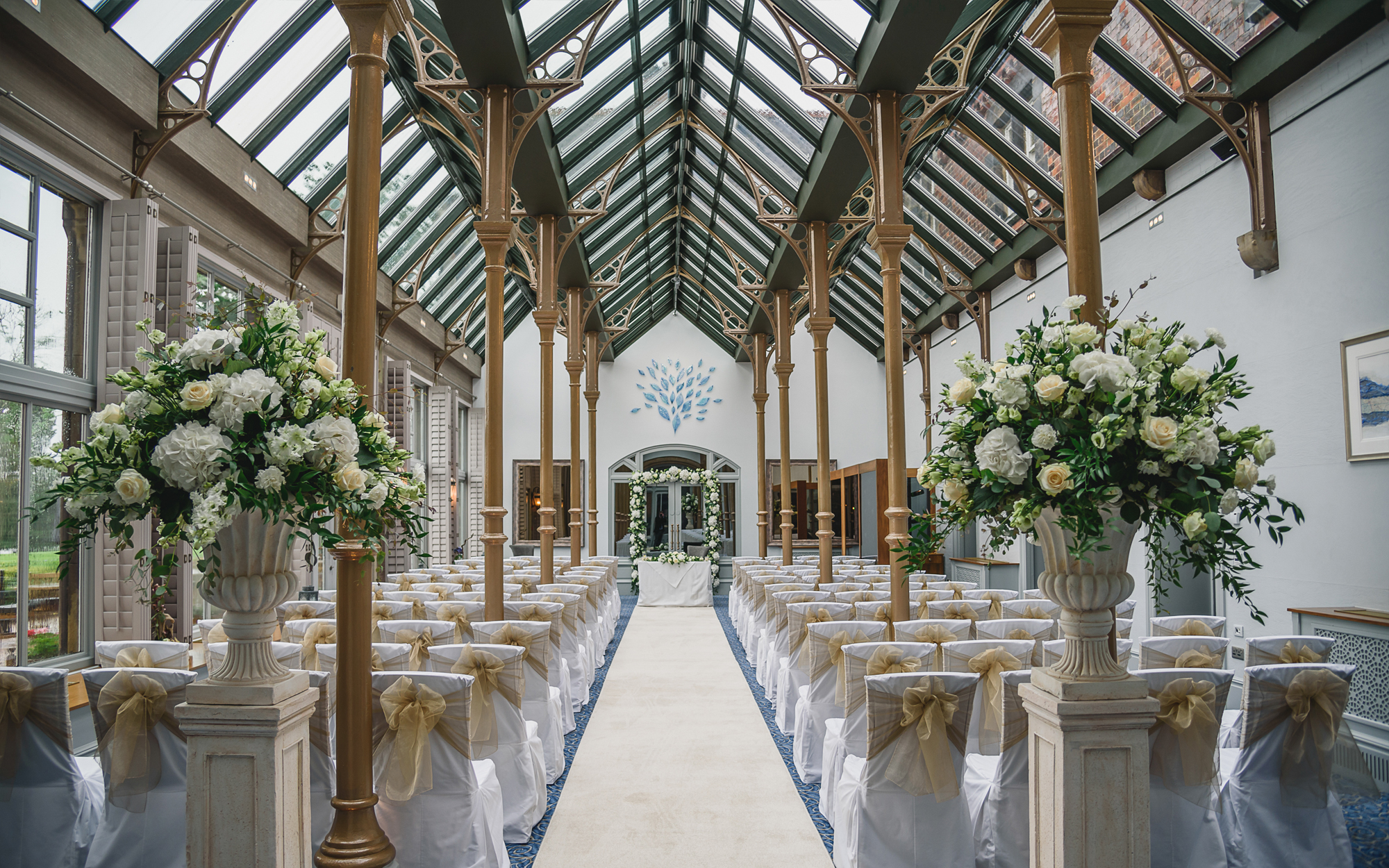 Rockliffe Suite at Rockliffe Hall, elegant wedding venue with floral decor and natural light.