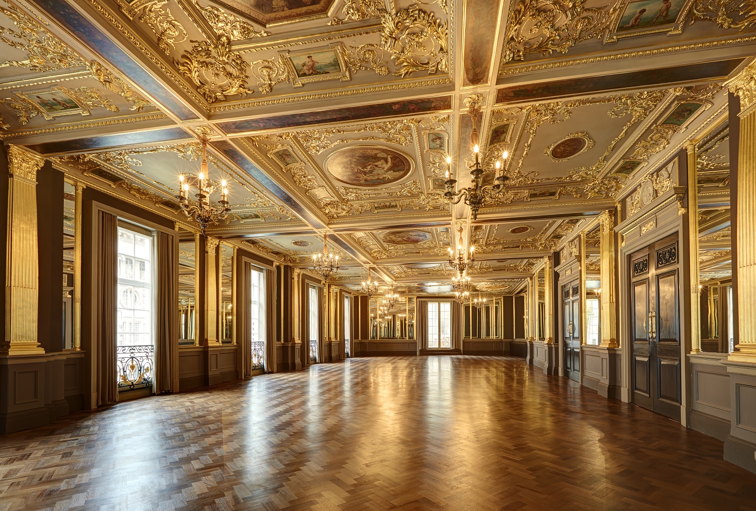 Elegant Pompadour Ballroom with high ceilings, perfect for upscale weddings and galas.