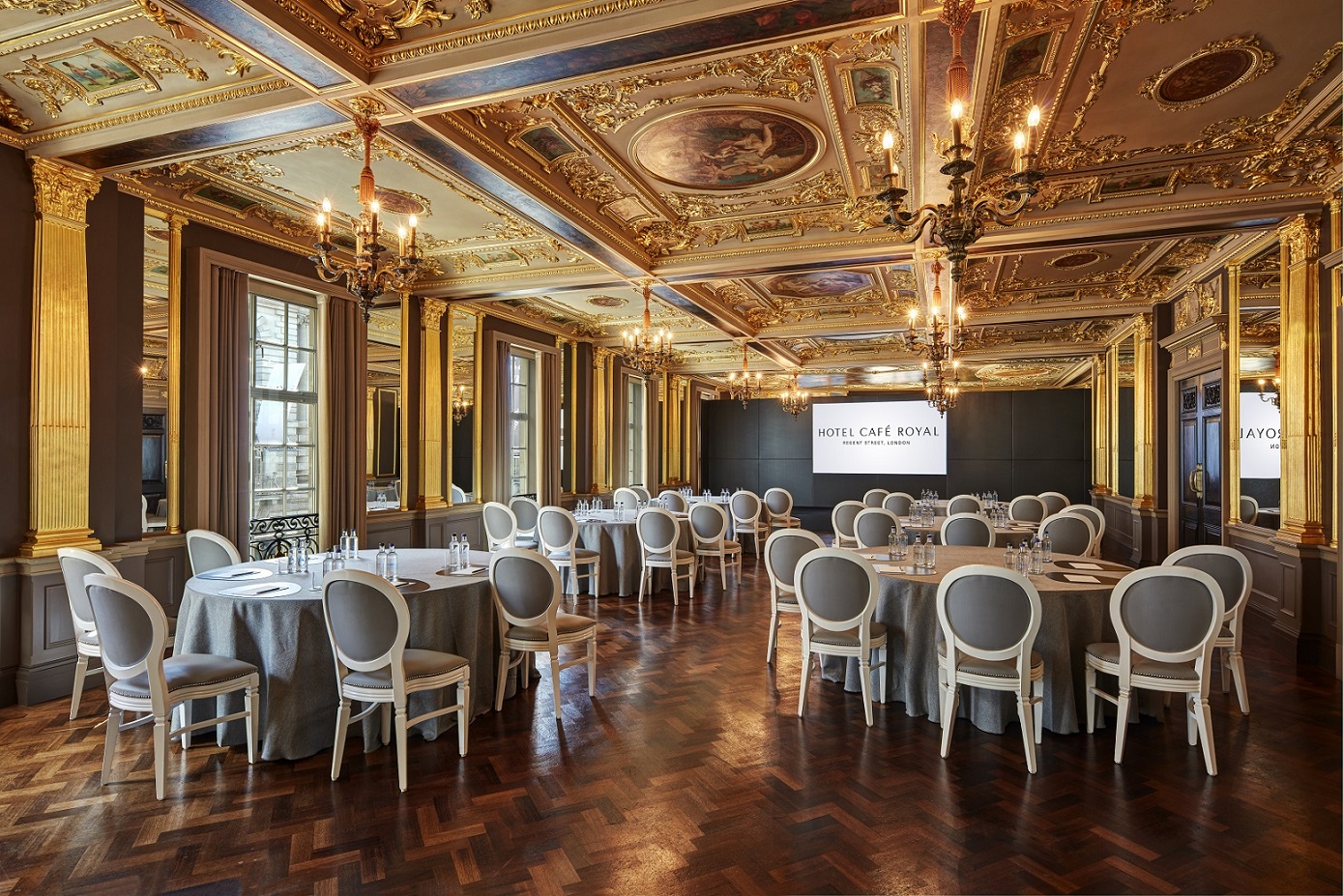 Pompadour Ballroom at Hotel Cafe Royal, elegant event space for corporate meetings.