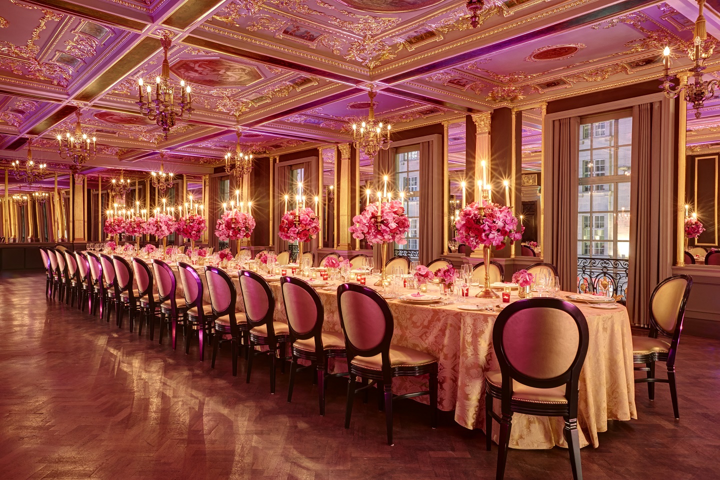Elegant Pompadour Ballroom at Hotel Cafe Royal, perfect for weddings and corporate galas.