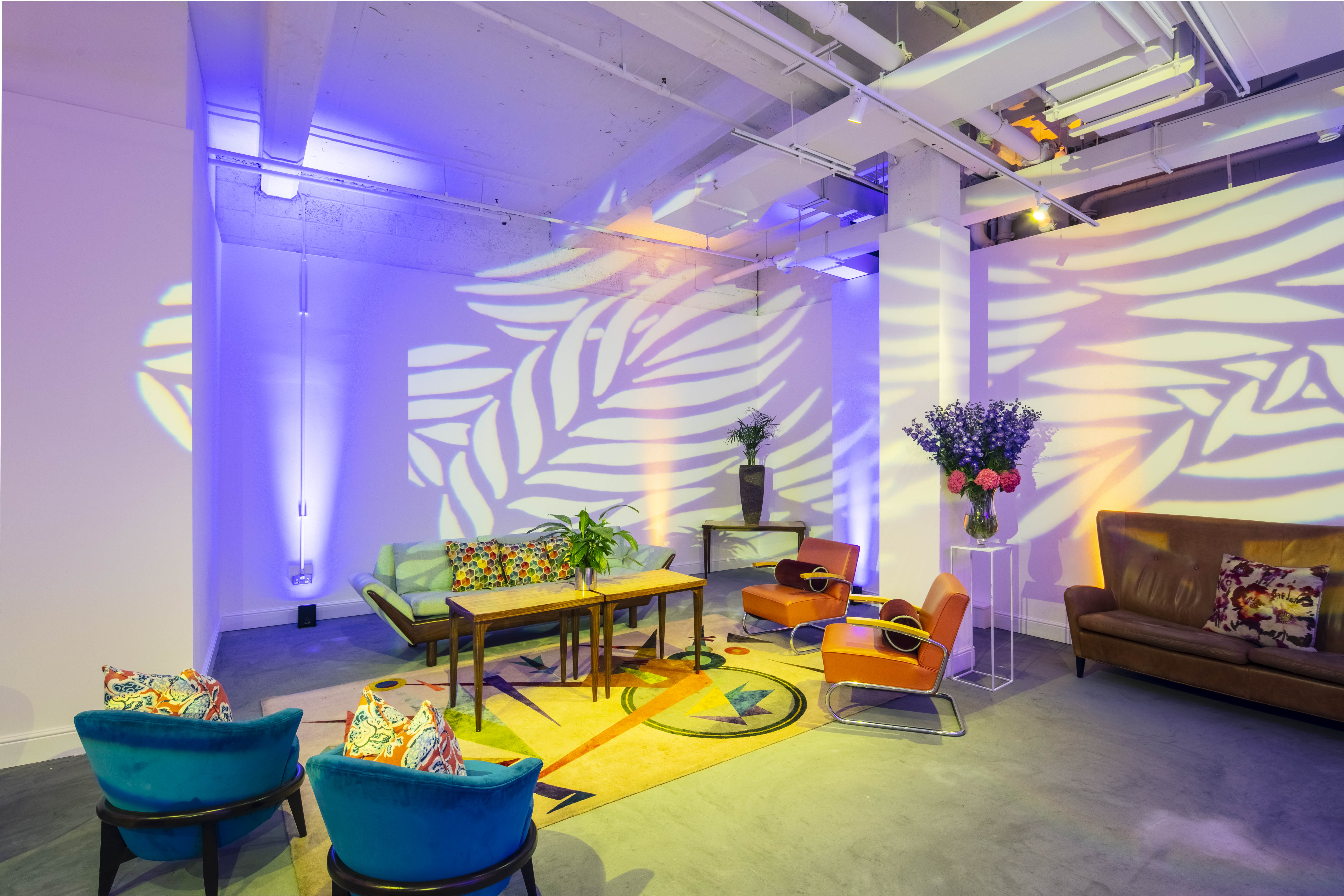 Stylish Campbell Room at Bluebird Chelsea, perfect for creative workshops and networking.
