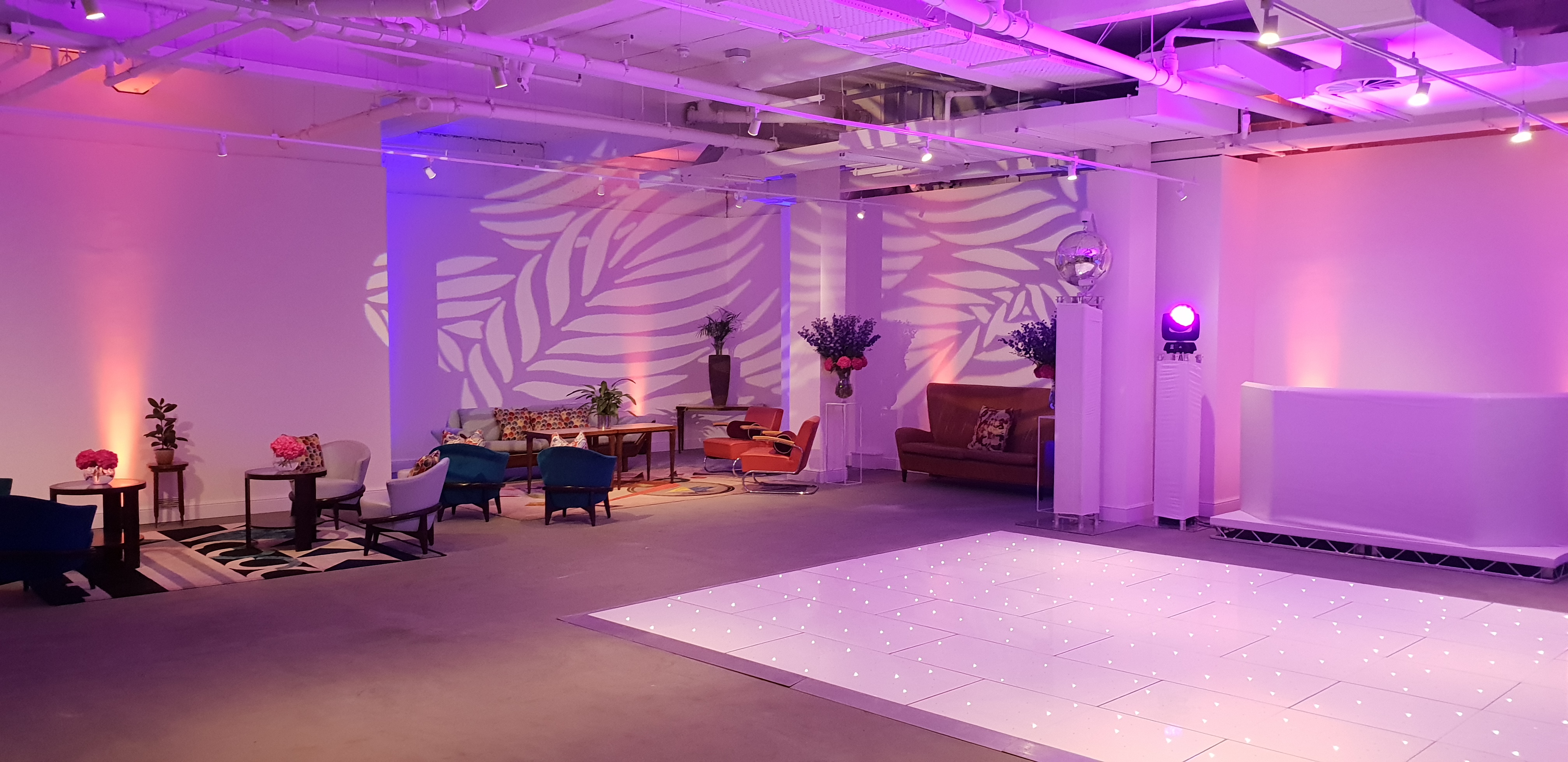 Stylish Campbell Room at Bluebird Chelsea, perfect for events with elegant seating and dance floor.