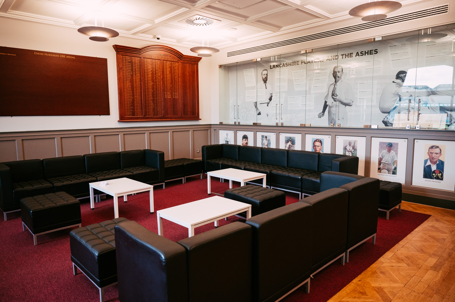 Members Suite at Emirates Old Trafford, modern lounge for networking and meetings.