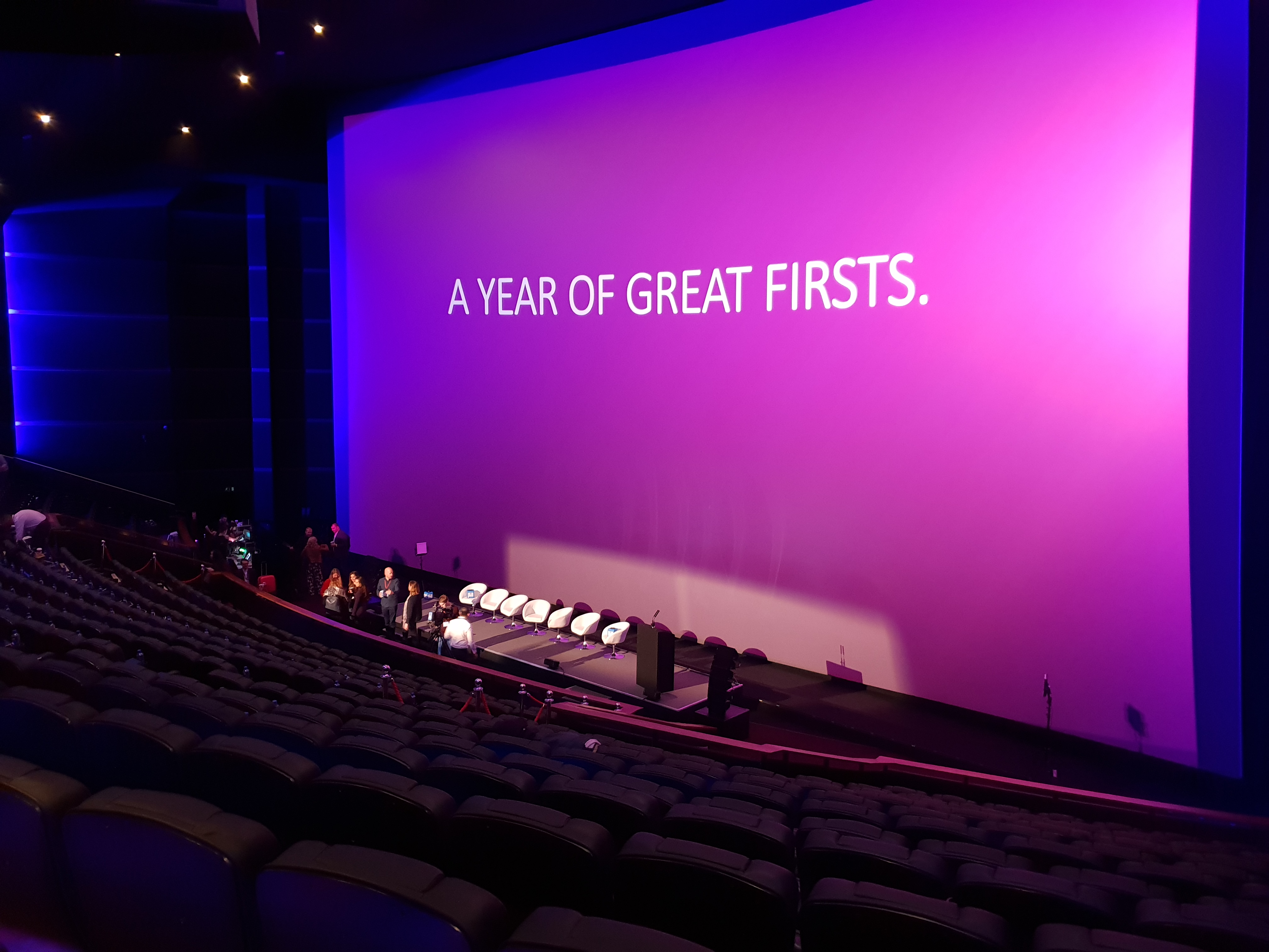 IMAX auditorium at Cineworld Leicester Square for a keynote event with large screen.