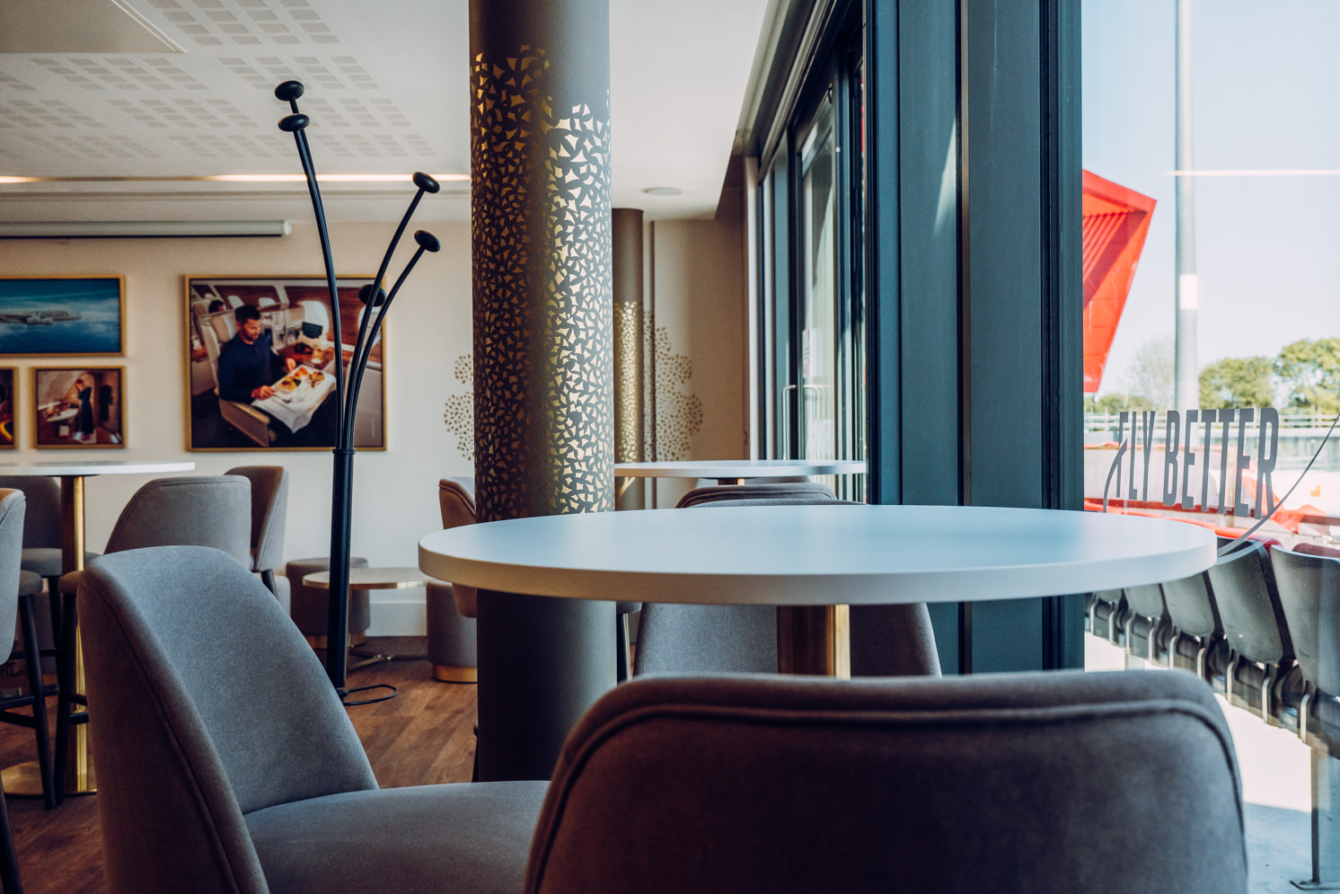 Emirates Lounge at Old Trafford: modern event space with natural light for corporate gatherings.