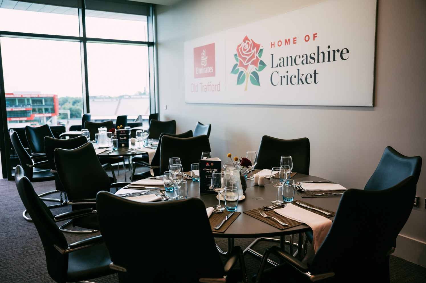Executive Boxes at Emirates Old Trafford, ideal for corporate events with elegant decor.