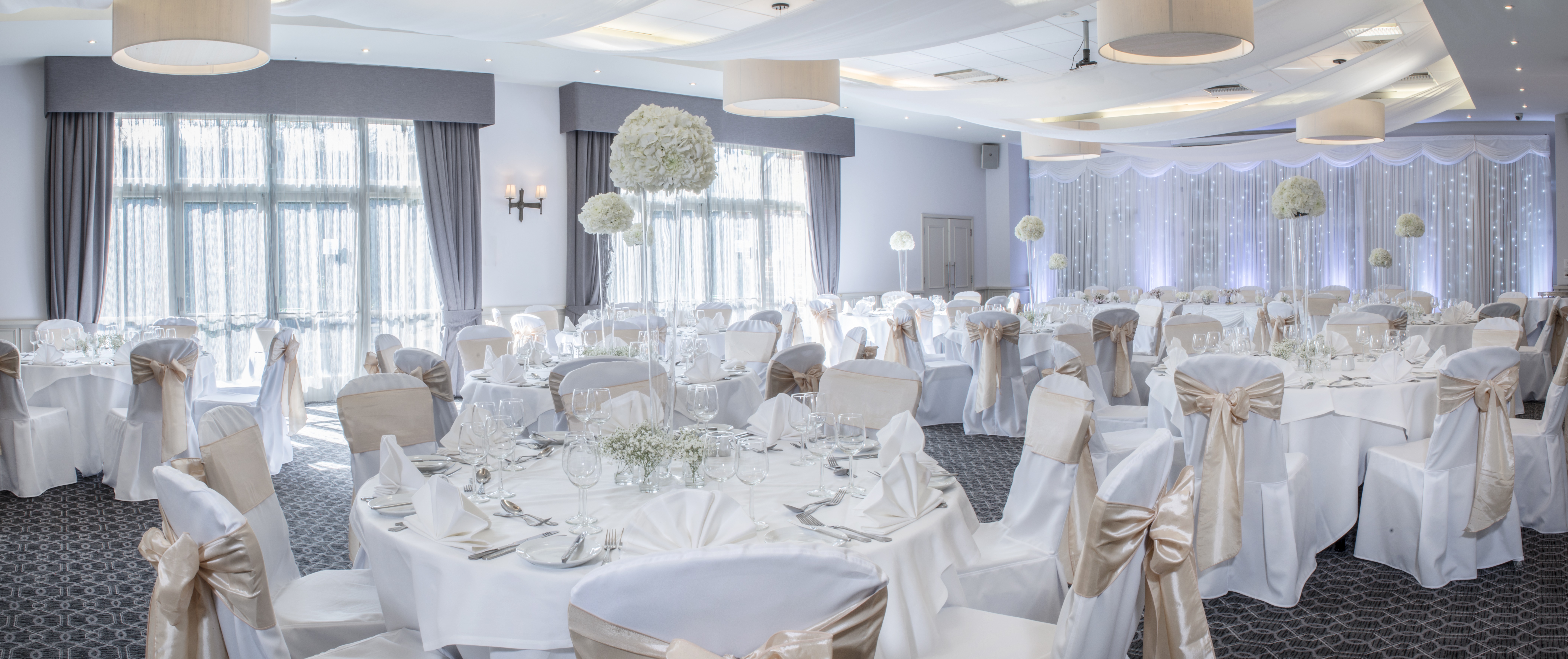 Elegant event space at The Arden, New Place Hotel, perfect for weddings and gatherings.