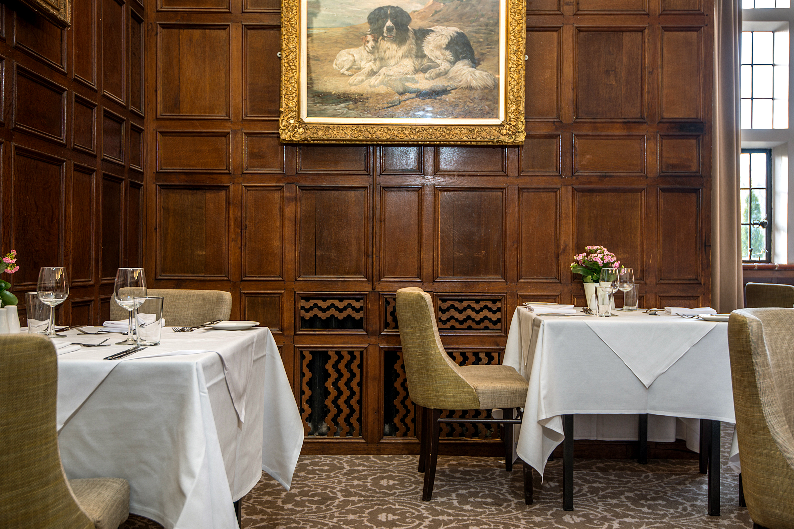 Elegant dining space in The Bristol Room, New Place Hotel, ideal for intimate events.