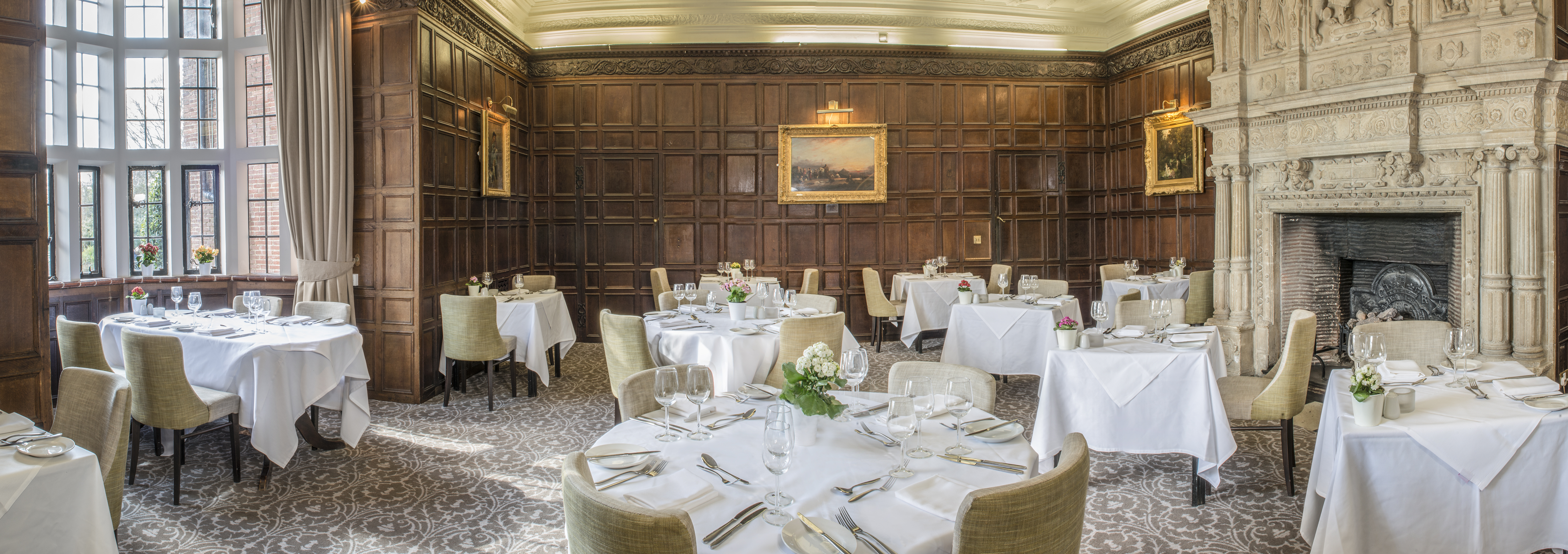 Elegant dining space in The Bristol Room, New Place Hotel for upscale events.