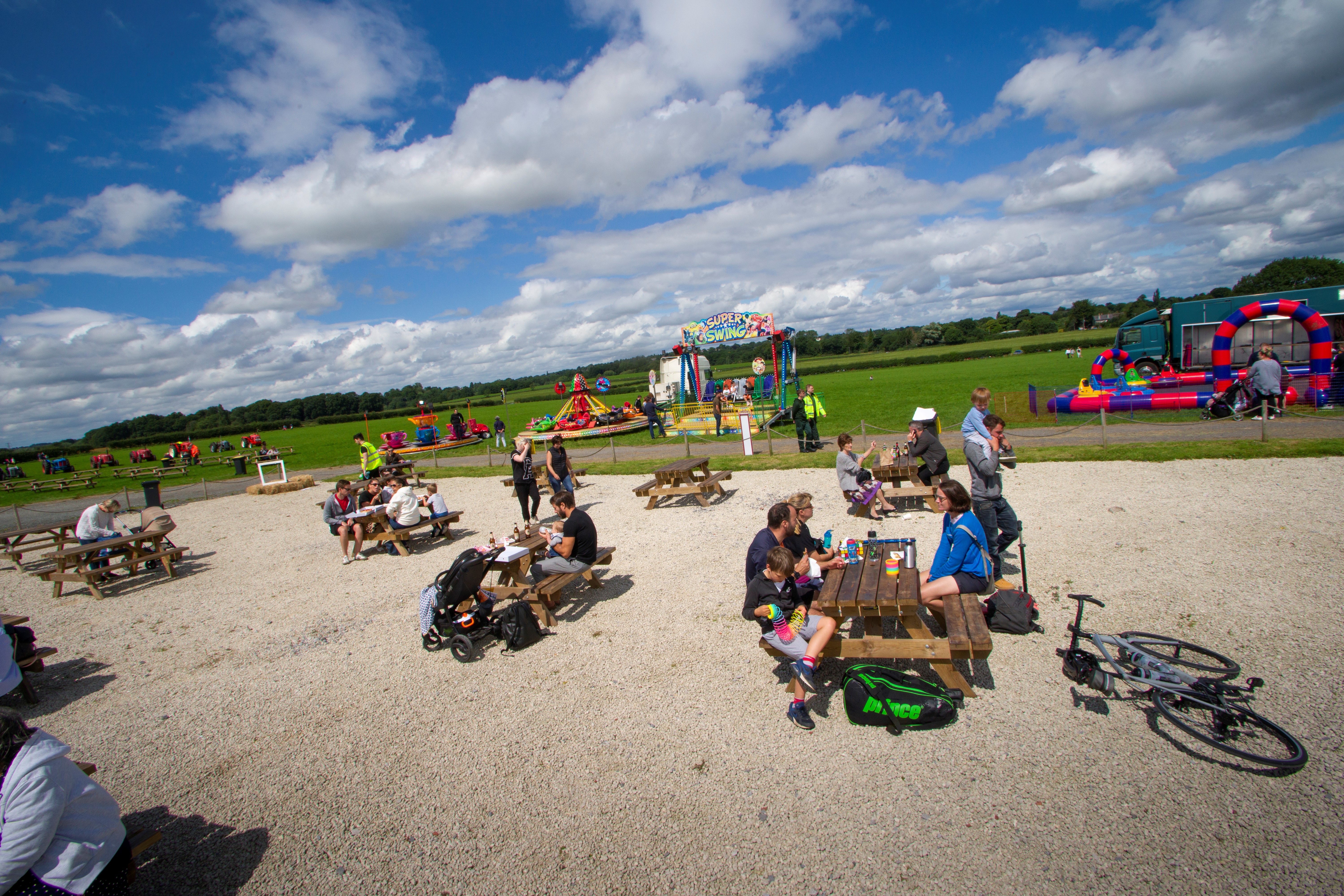 Vibrant Ashley Showground with picnic tables for family-friendly outdoor events.