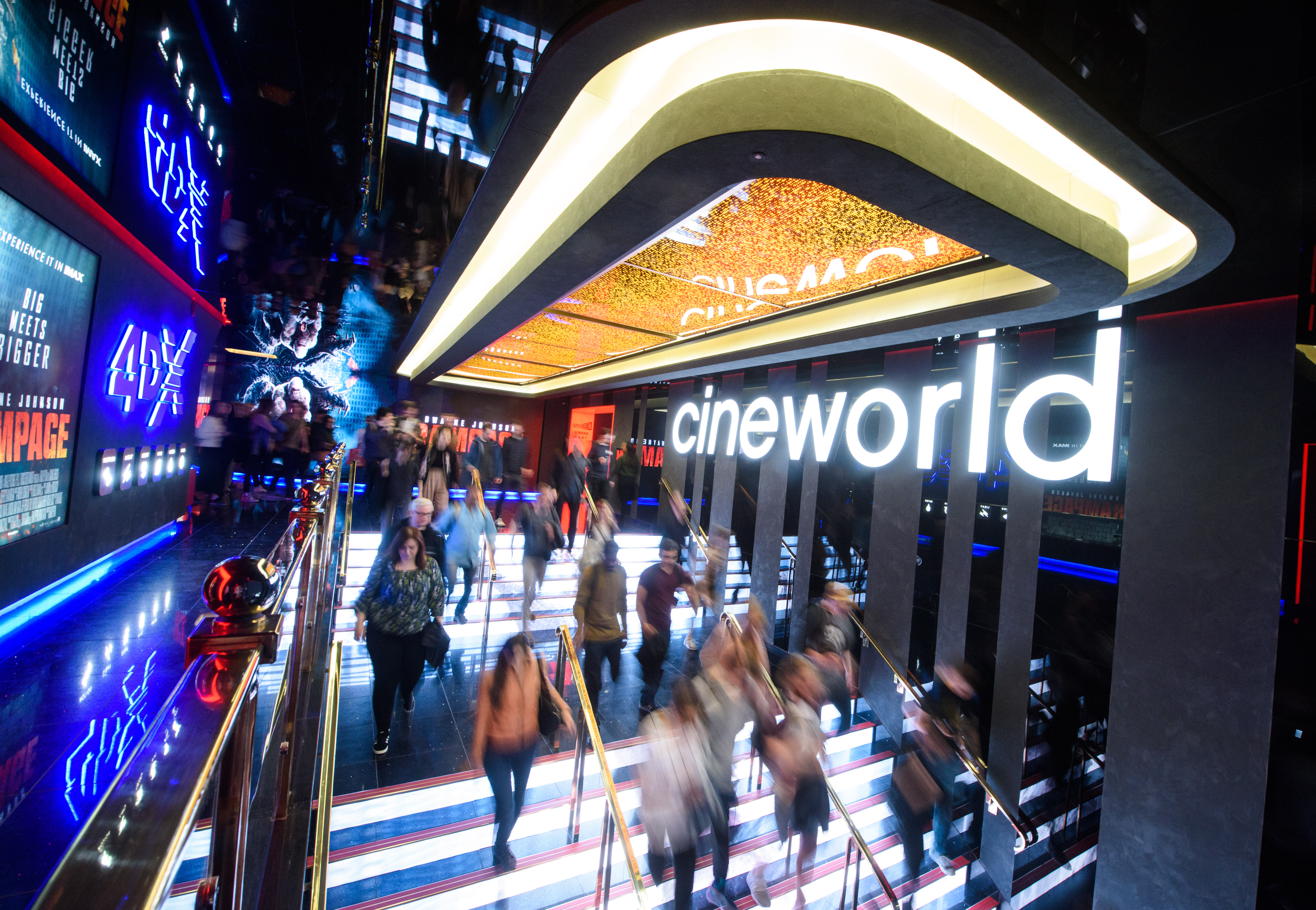 Superscreen at Cineworld Leicester Square, vibrant entrance for movie premieres and events.