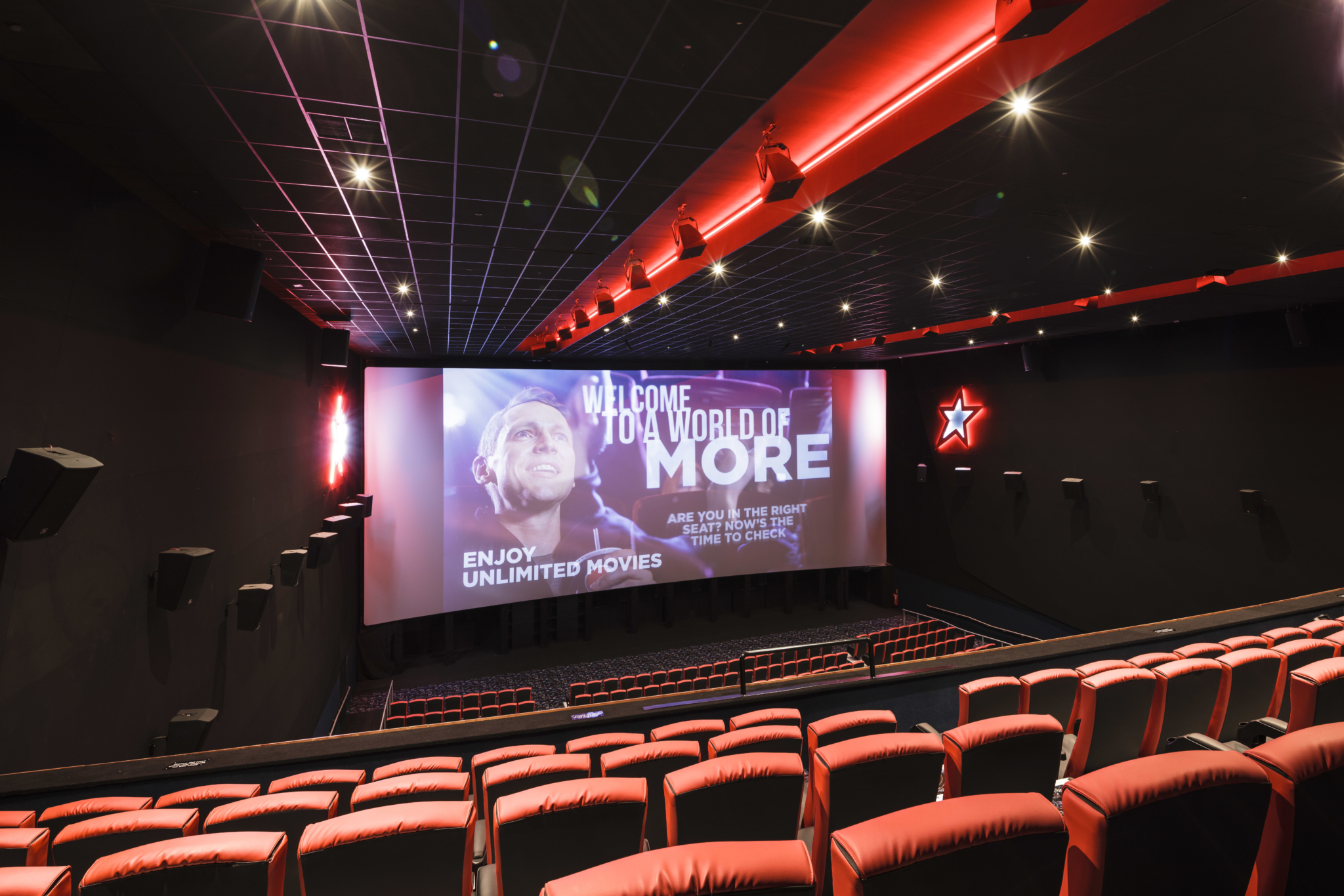 Large screen cinema auditorium at Cineworld O2 Greenwich for corporate events and film screenings.