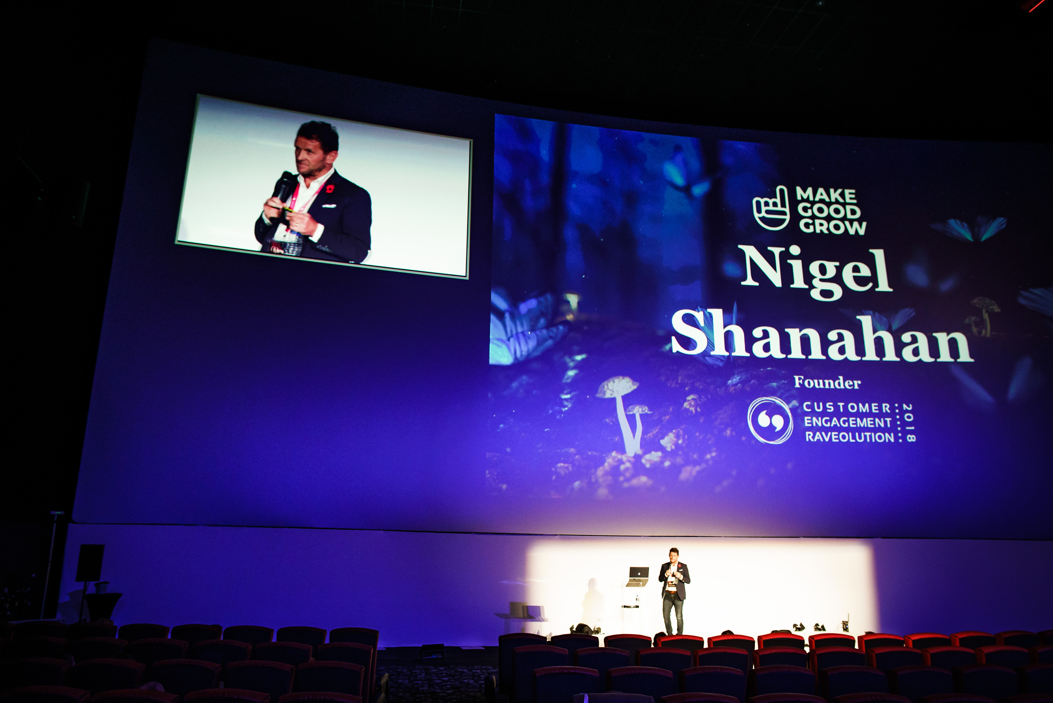Nigel Shanahan presenting at Cineworld Superscreen event in O2 Greenwich.