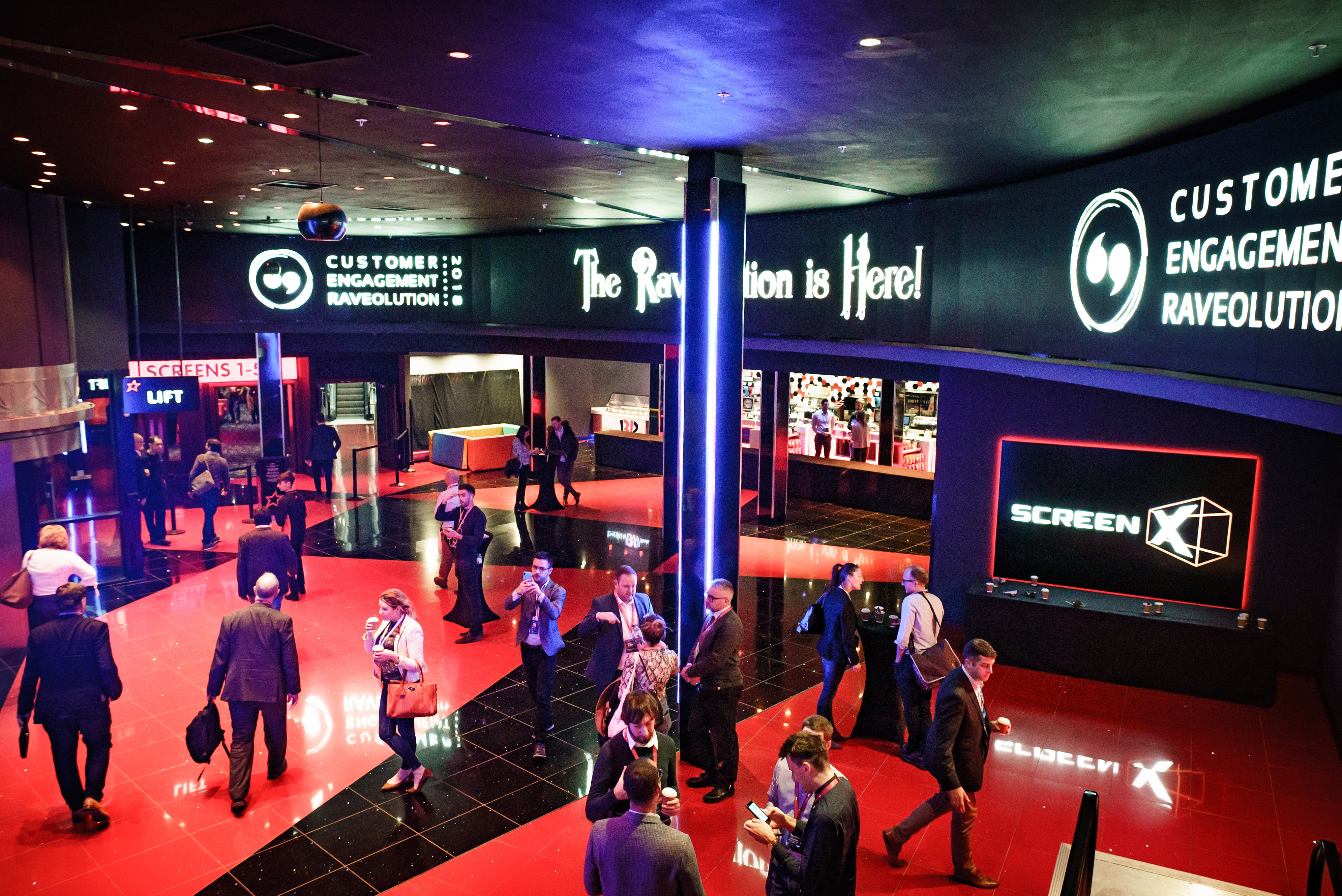 Superscreen at Cineworld O2 Greenwich, vibrant event space for networking and innovation.