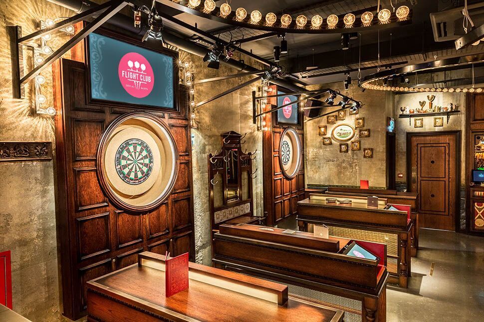 Stylish event space with vintage decor at The Carousel Bar, perfect for corporate gatherings.