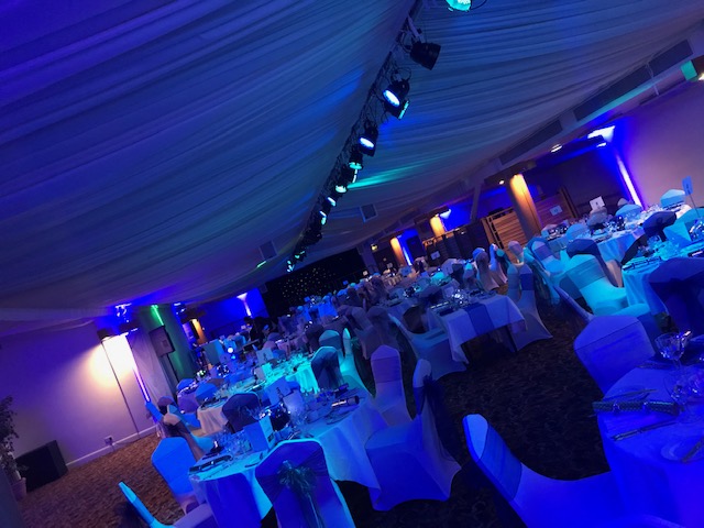 Elegant banquet hall at The Marquee, DW Stadium, ideal for weddings and corporate events.