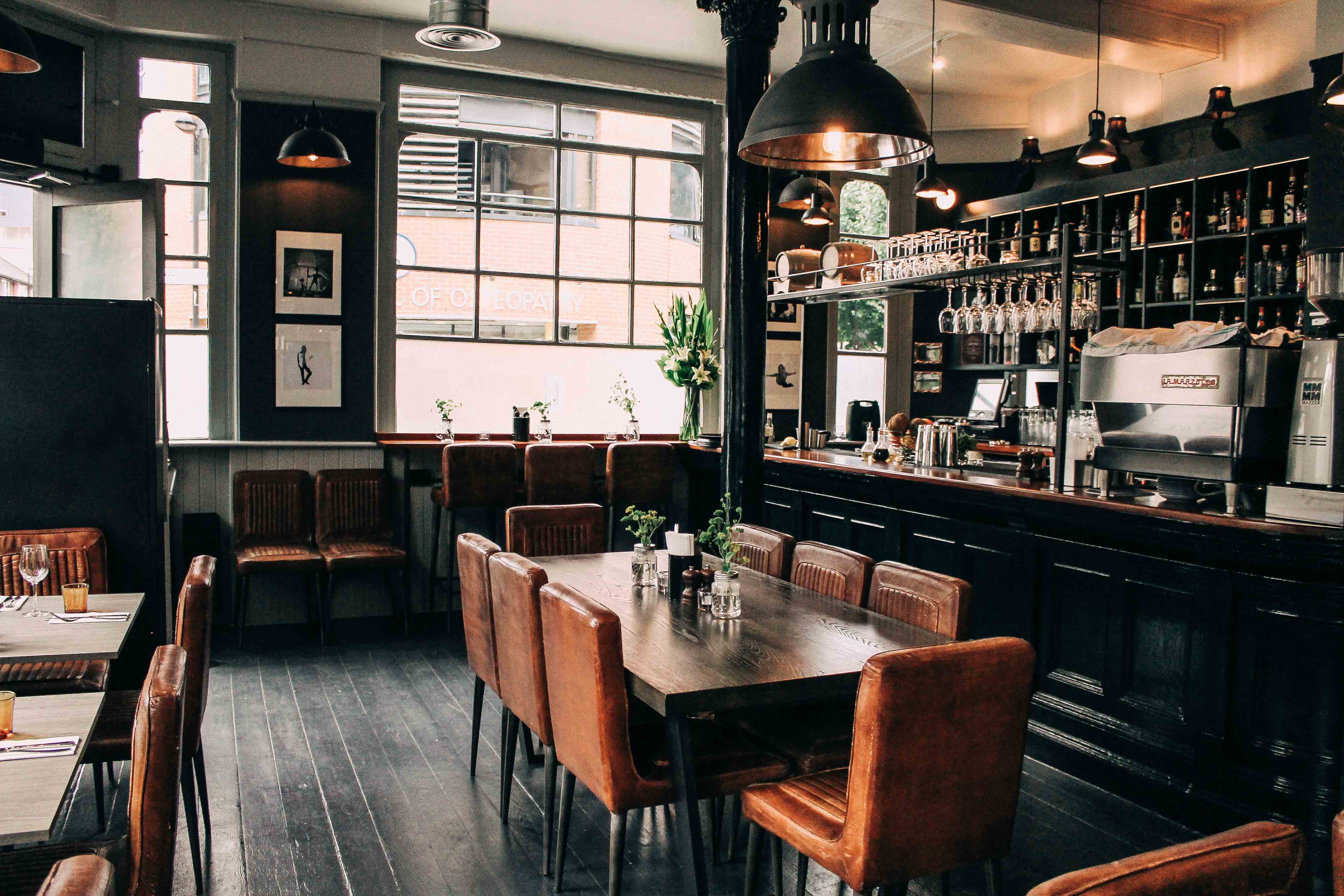 Stylish dining space at Great Guns Social, perfect for intimate meetings and events.