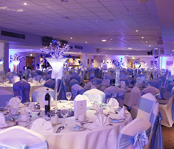 Elegant banquet hall at DW Sports Fitness Lounge, perfect for weddings and corporate events.