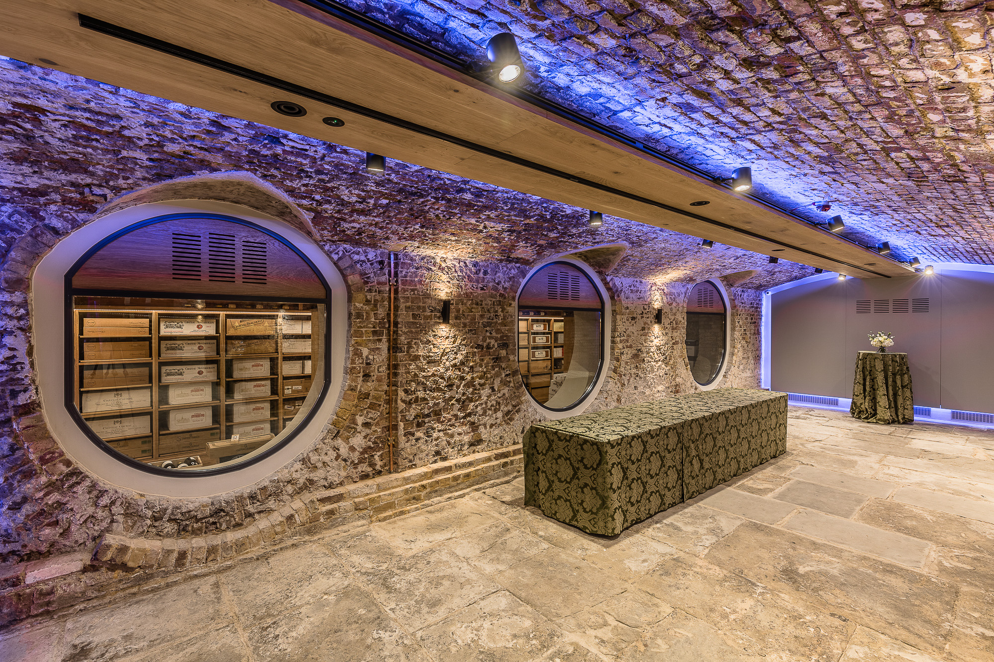 London Bridge Arches in Glaziers Hall, featuring exposed stone walls for elegant events.