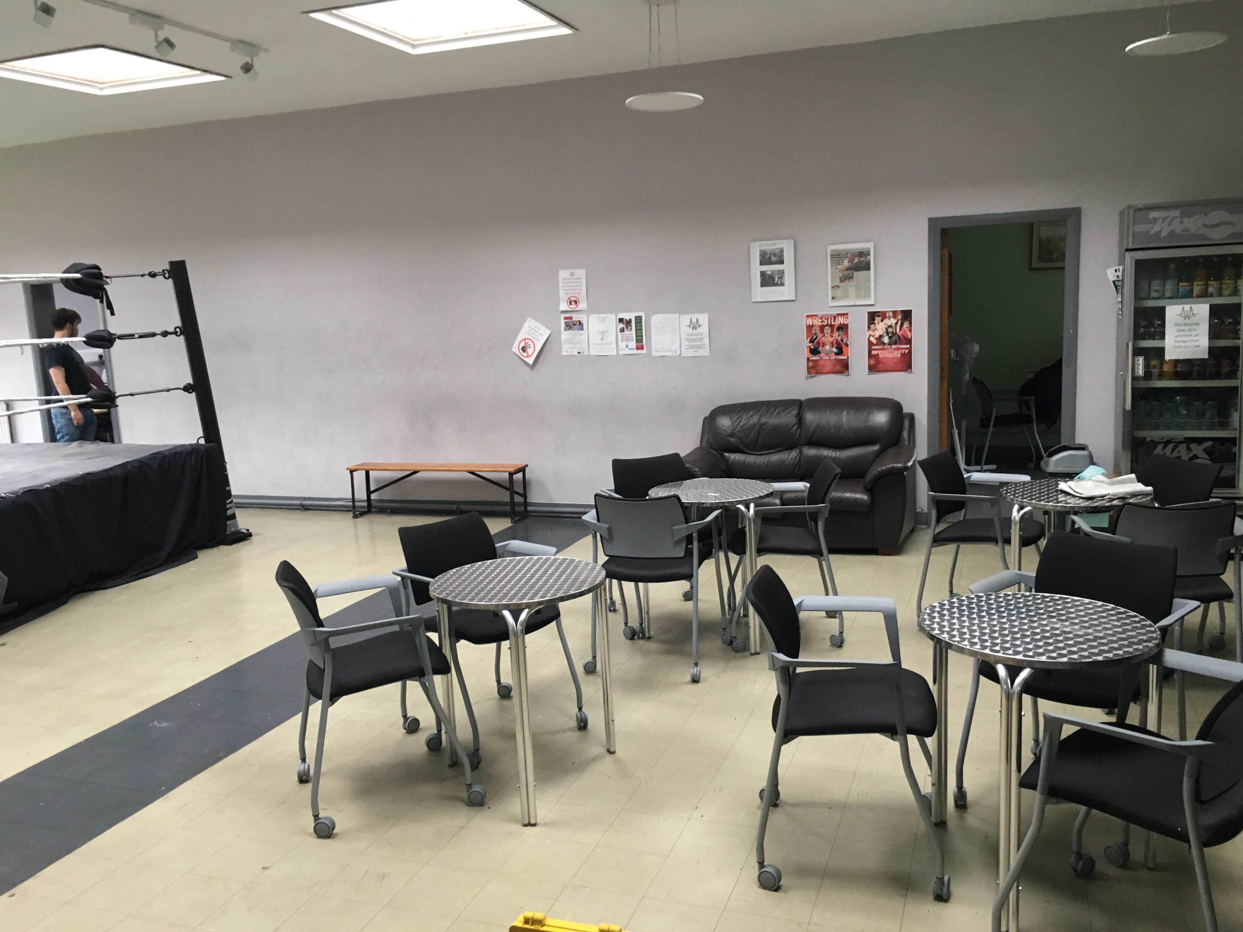 Large hall at St. Mark's Community Centre with boxing ring for versatile events and gatherings.