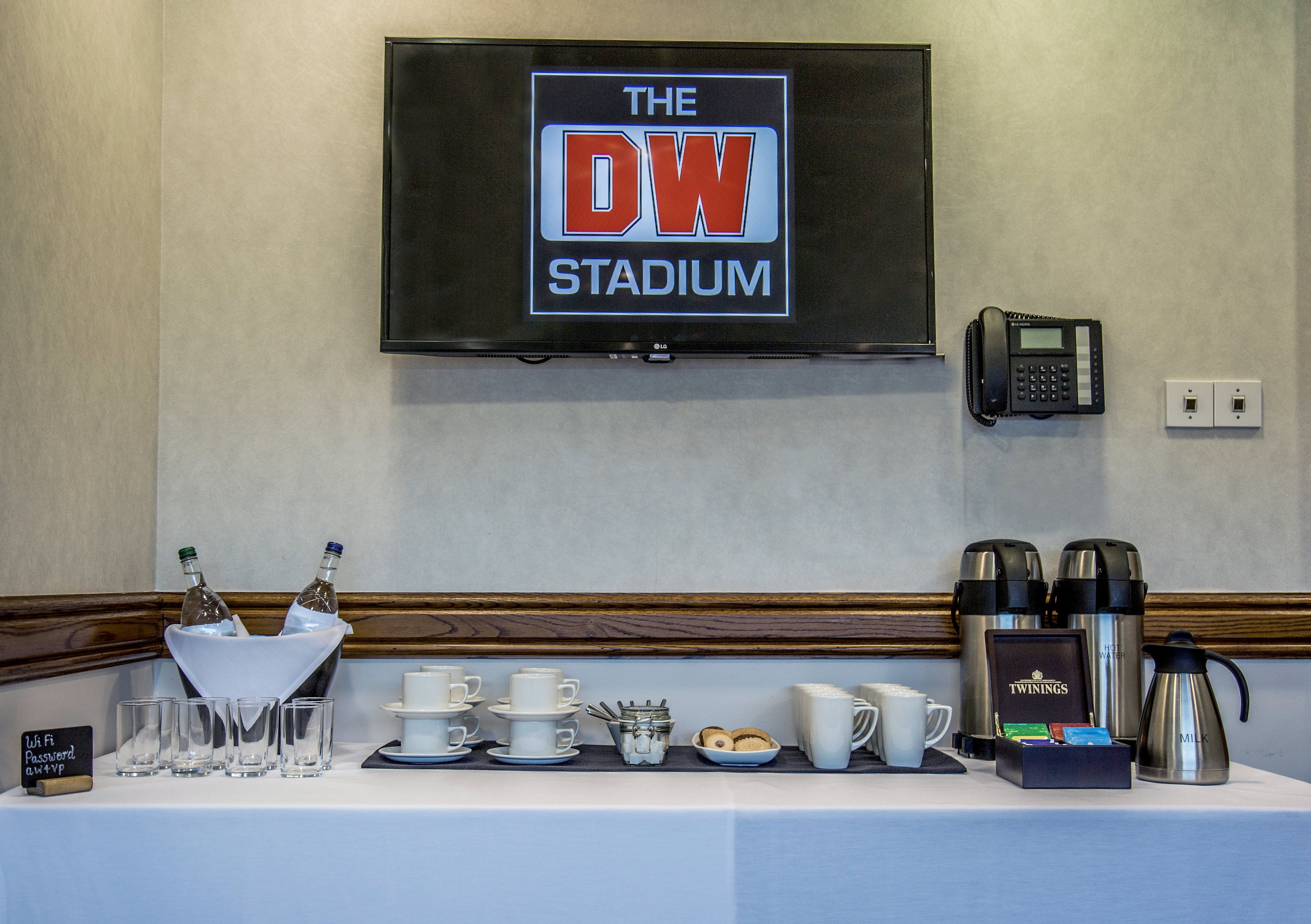 Executive Boxes at DW Stadium with refreshments for corporate meetings and events.