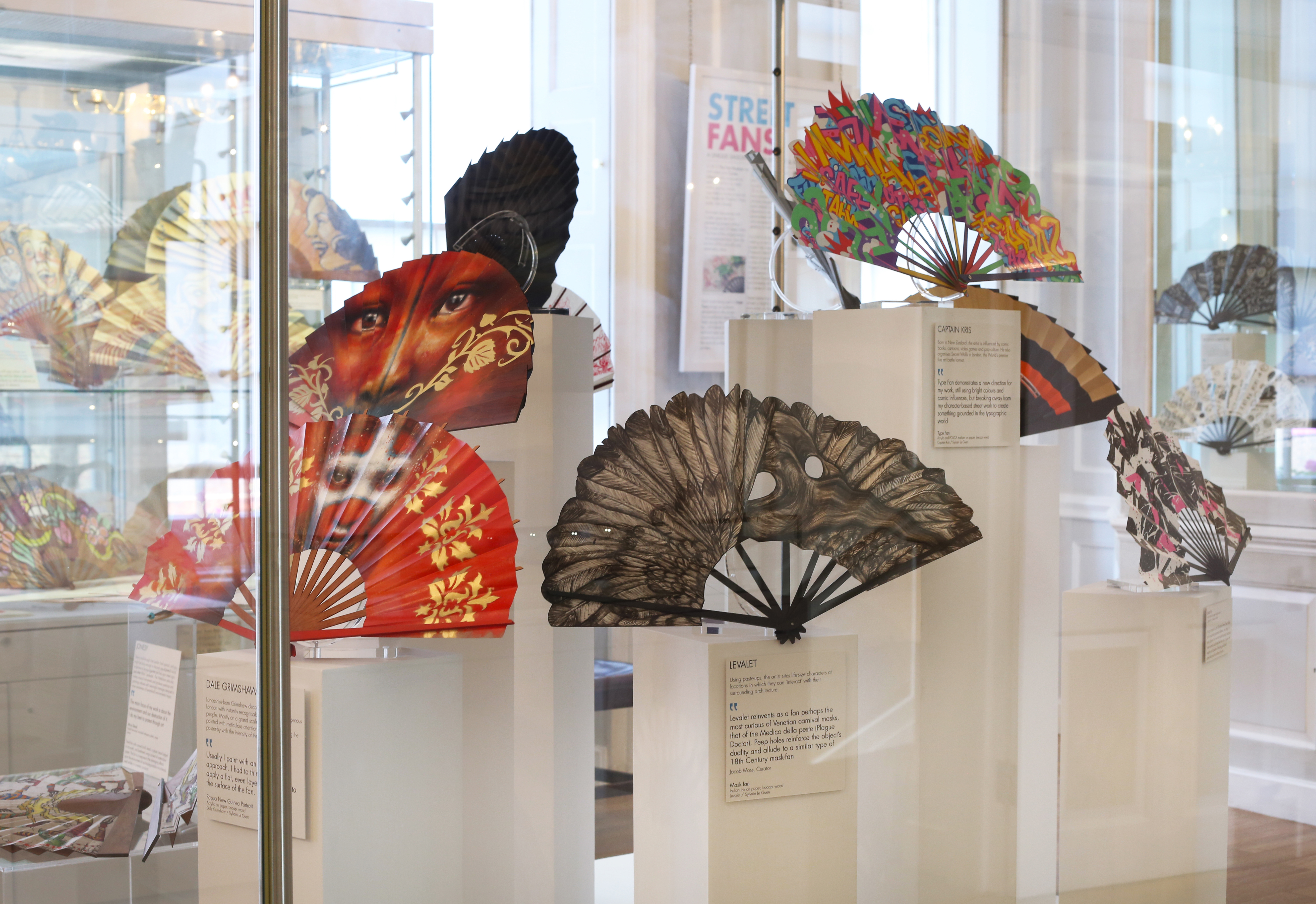 Decorative fans display at The Orangery, The Fan Museum - unique event themes and workshops.