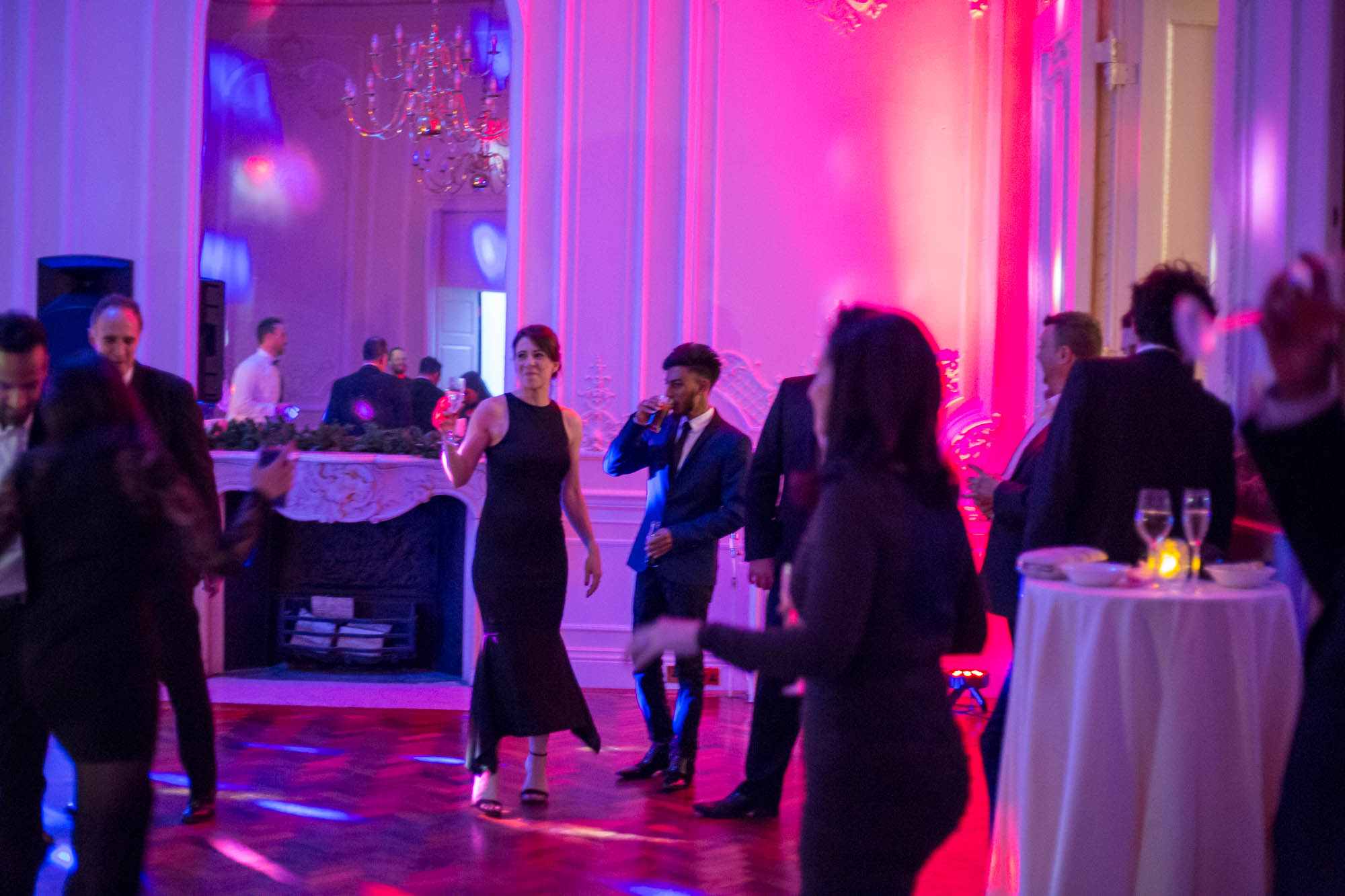 Christmas party at Carlton House Terrace, featuring elegant decor and lively celebration.